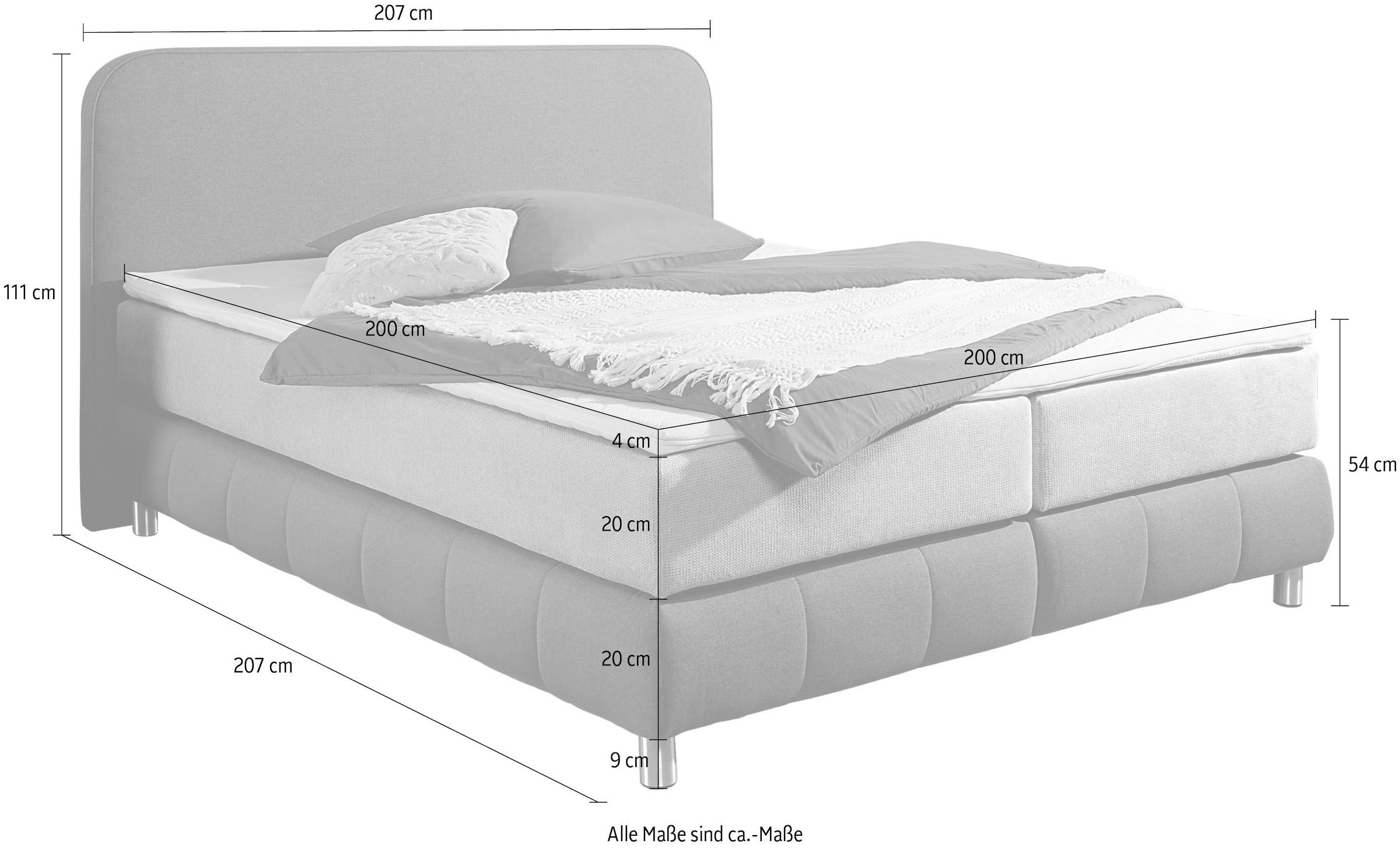 Home affaire Boxspringbett »Cesson, in verschiedenen Breiten«, inkl. Topper, wahlweise in H2, H3 oder H4 erhältlich