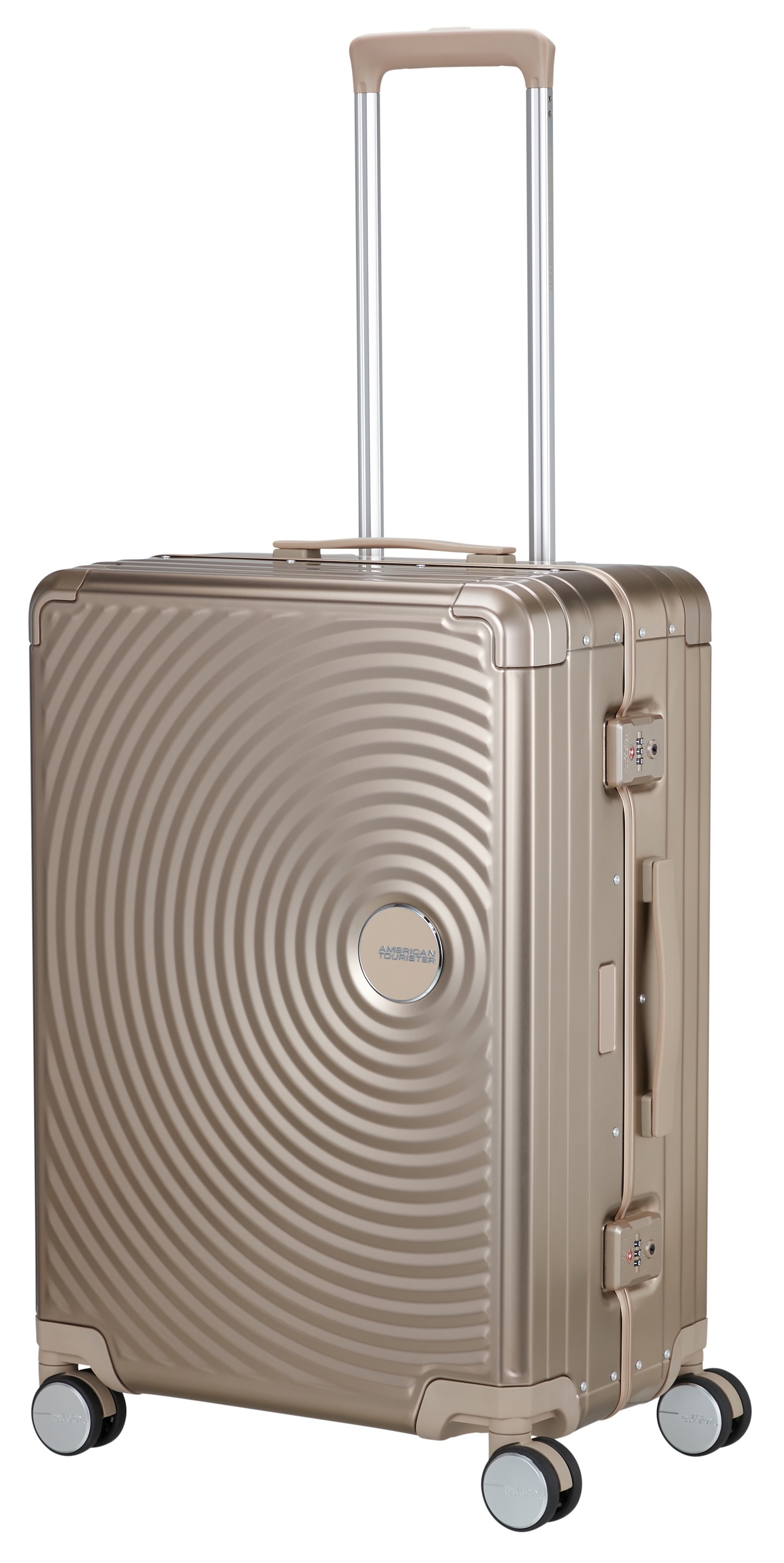 American Tourister® Hartschalen-Trolley »SOUNDBOX ALU, verschiedene Größen und Farben«, 4 Rollen, Hartschalen-Koffer zwei TSA-Schlösser Aluminium-Koffer