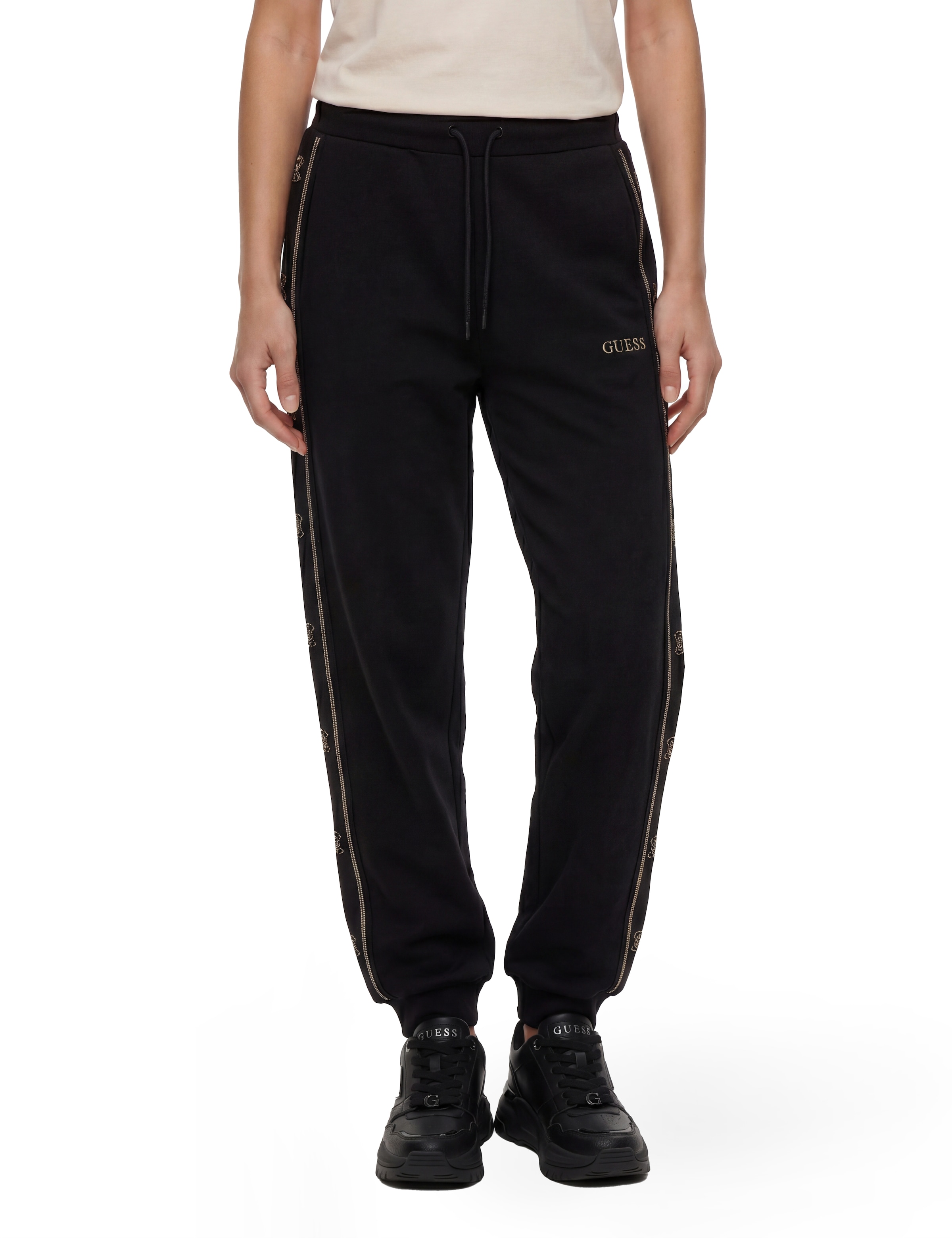 Guess Jogginghose »OCTAVIA JOGGER«  mit Strass-Steinen, Logo-Tape