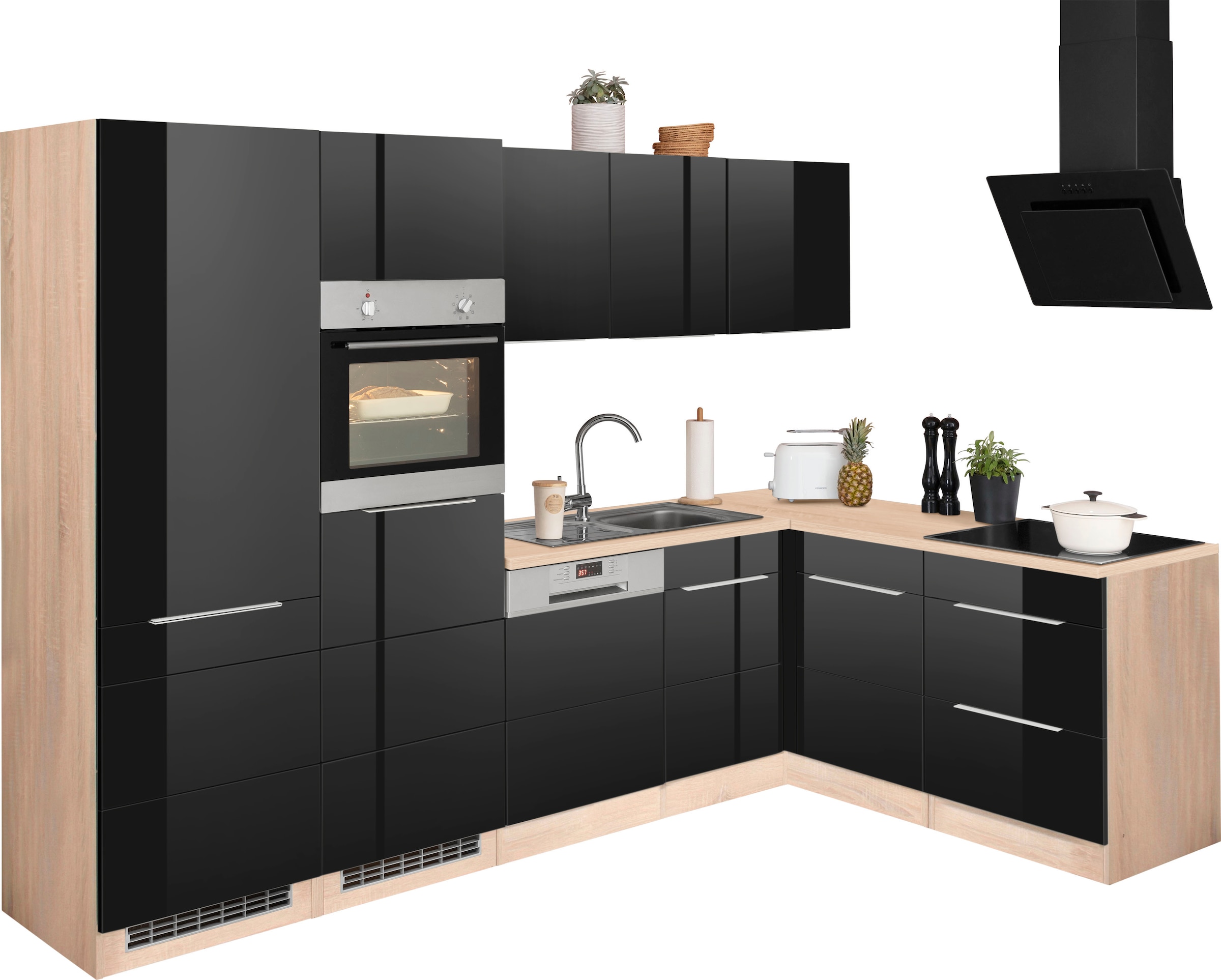 KOCHSTATION Winkelküche »KS-Brindisi Stellbreite 290/170 cm«, wahlweise mit E-Geräten und Induktion, mit MDF-Fronten