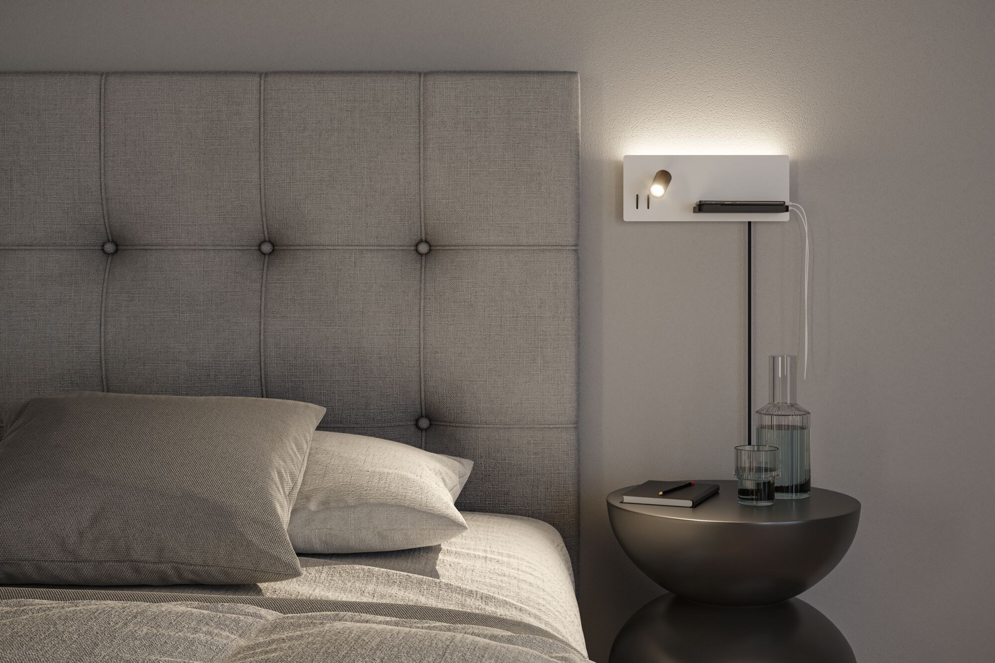 Paulmann LED Wandleuchte »Serra 2700K 650lm / 200lm 230V 5,5 / 1x2,6W«, 1 flammig, Bettleuchte, USB C, dimmbar