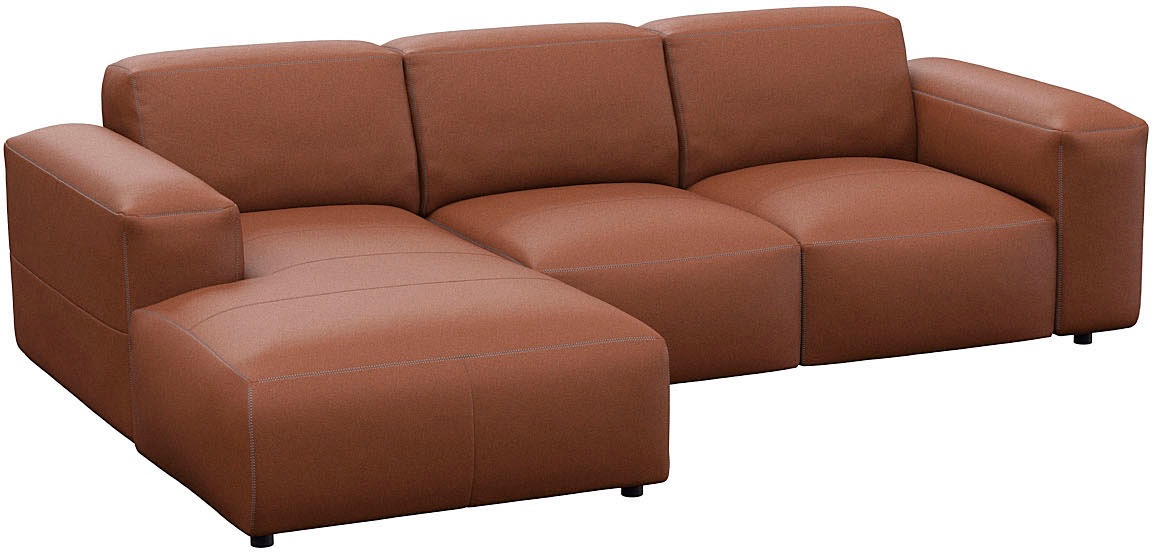 FLEXLUX Ecksofa »Lucera Chaislongue rechts oder links, L-Form, bequem«, modern & anschmiegsam, Kaltschaum, Stahl-Wellenunterfederung
