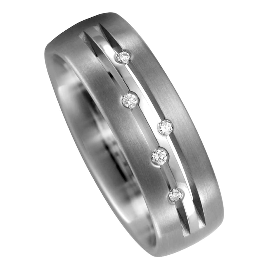 JOBO Fingerring »Ring mit 5 Diamanten« Titan
