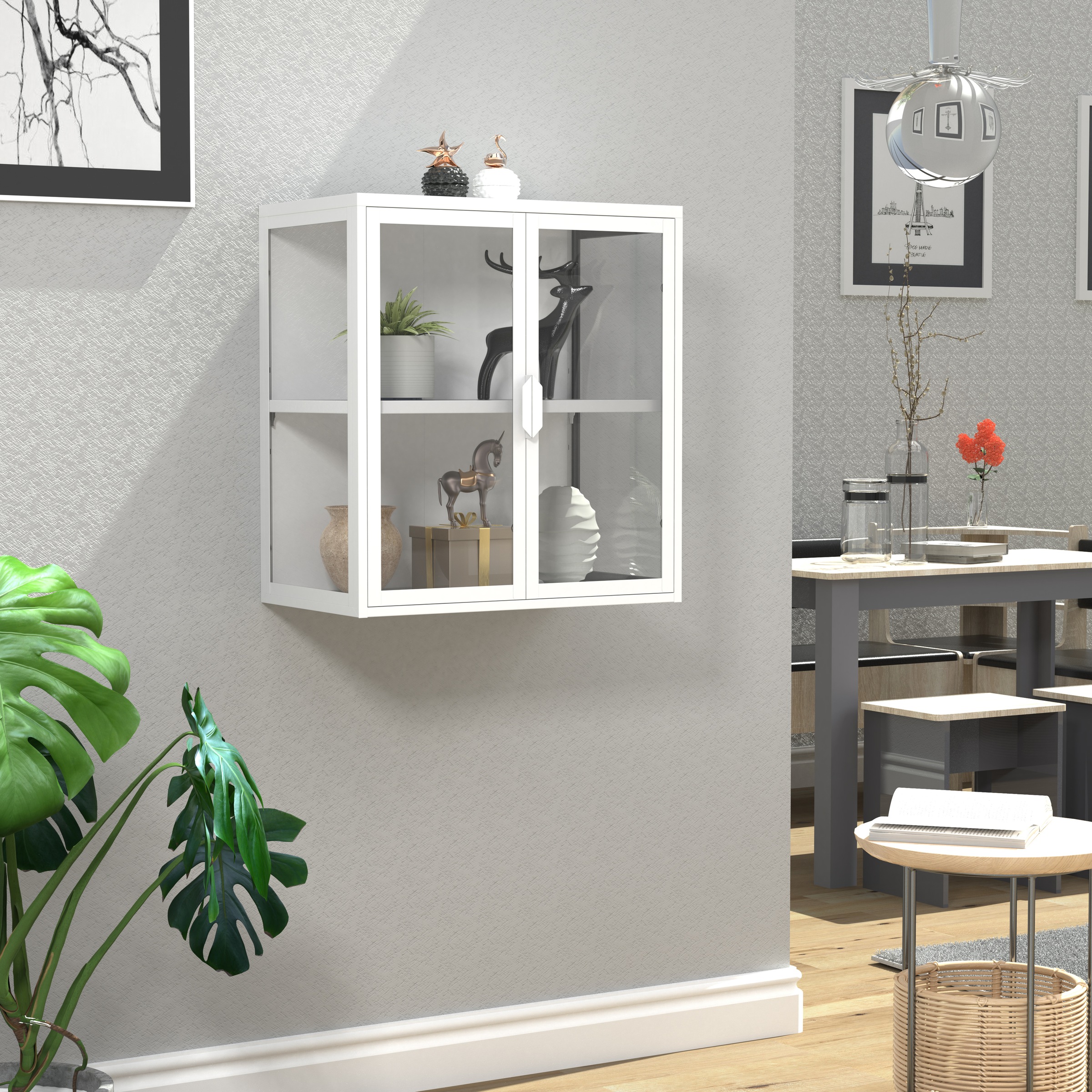 VCM Wandregal »Stahl Wandvitrine Hängevitrine Vitrine Glas Flokas«