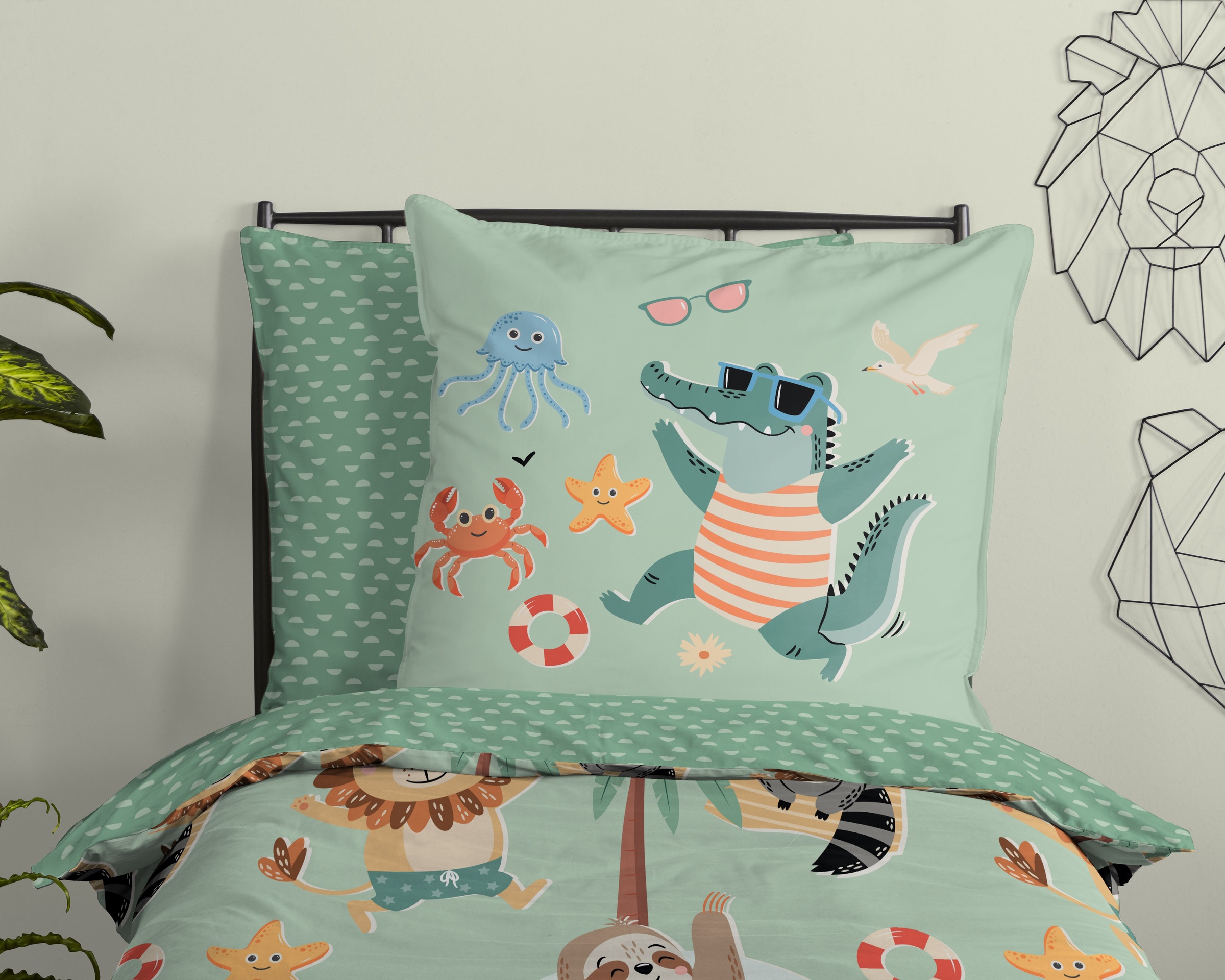 good morning Kinderbettwäsche »Soleil« 2 Baumwolle, Renforcé, 135x200, Wendeoptik, Kind, Junge, Tiere