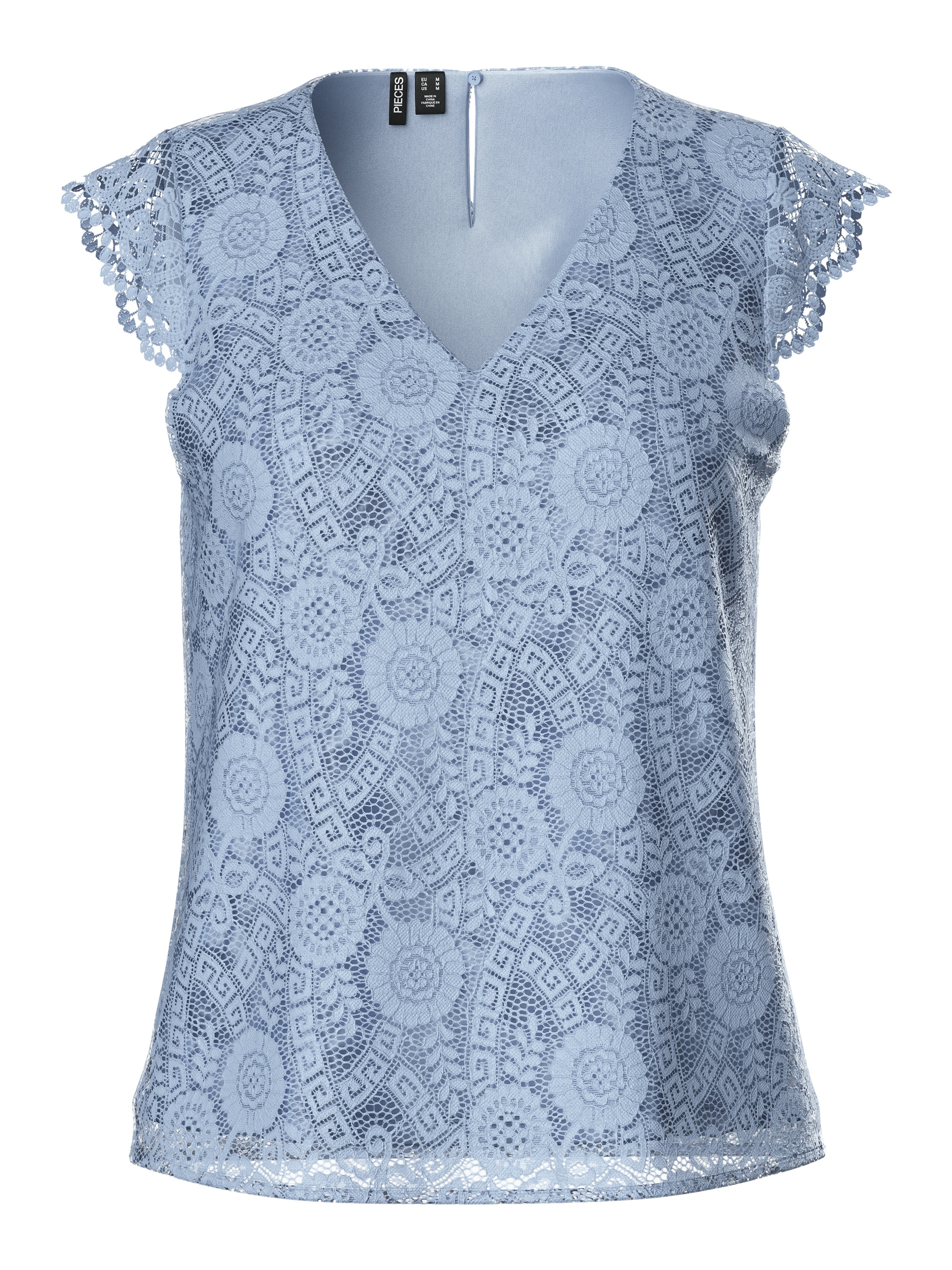 pieces Spitzentop "PCOLLINE SL LACE V-NECK TOP WVN NOOS" günstig online kaufen