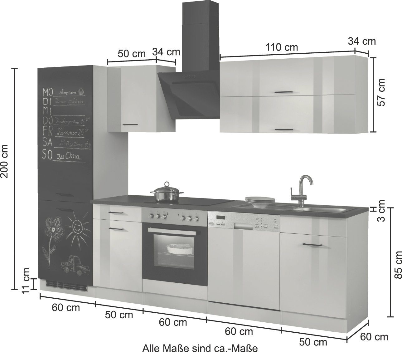 KOCHSTATION Küchenzeile »KS-Trier«, mit E-Geräten, Breite 280 cm