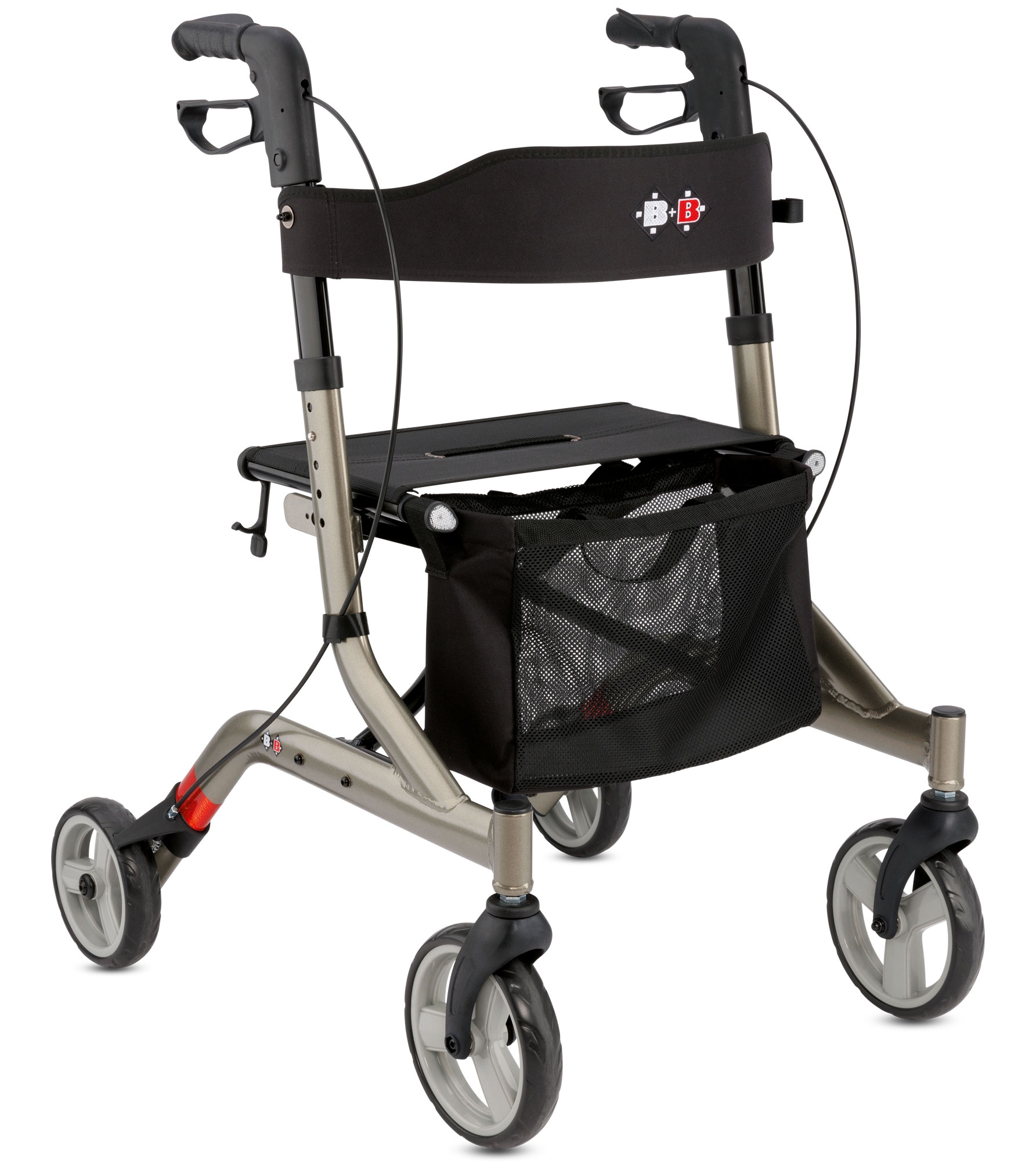 Bischoff & Bischoff Rollator »Capero Rollator«, faltbare Senioren Gehhilfe mit Rückengurt, Tasche und Stockhalter