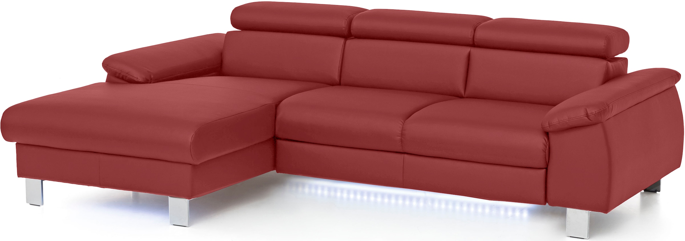 COTTA Ecksofa "Komaris L-Form,B:244cm, inkl. Kopfteilverstellung, Wellenunterfederung" optional mit Schlaffunktion und Bettkasten, plus opt. LED Beleuchtung