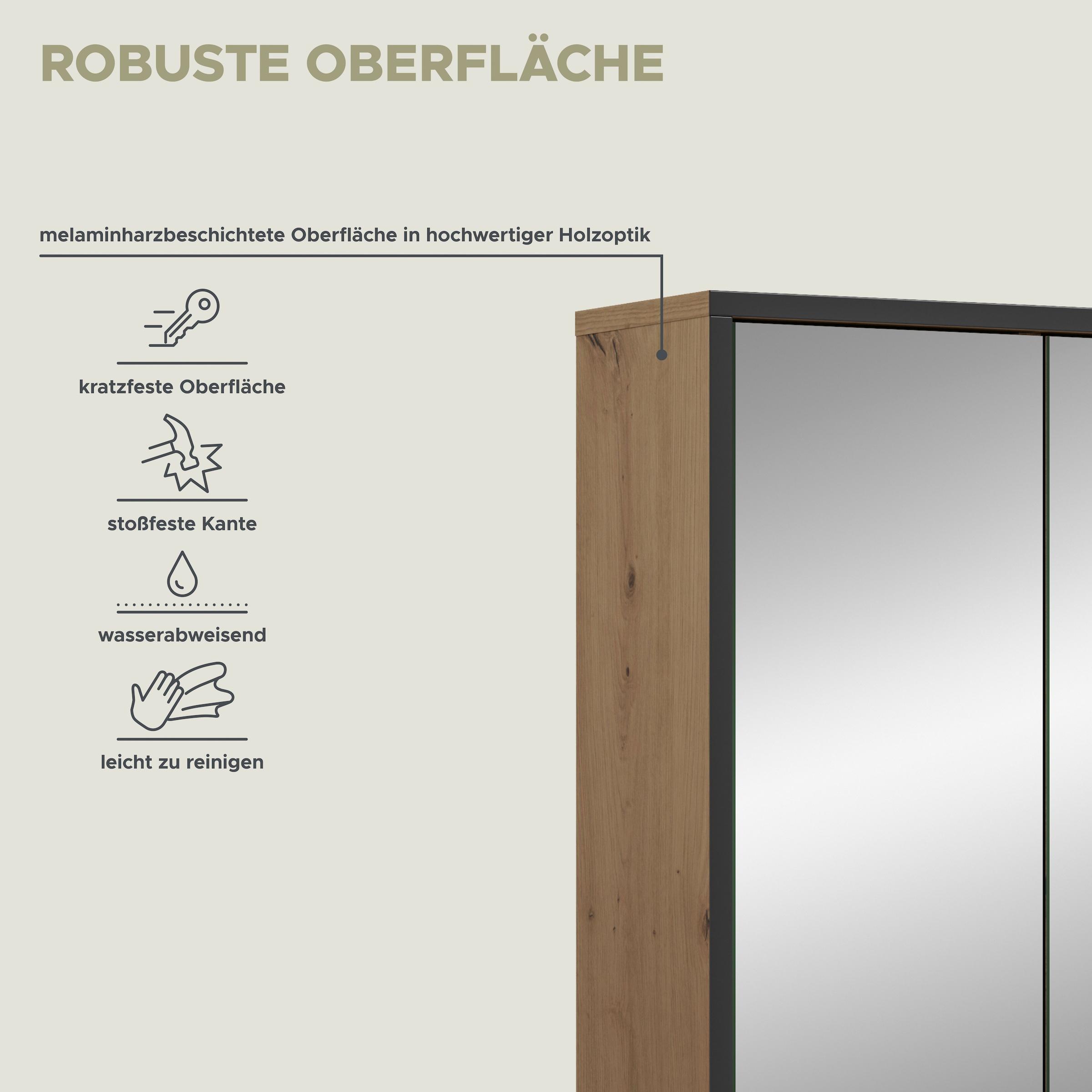 welltime Spiegelschrank »LOCRI, Höhe 68 cm, 3 Spiegeltüren, 3 Einlegeböden, 1 offenes Fach« viel Stauraum, für perfekte Organisation, 1 Stk. tlg. Badmöbel, Badschrank, Badhochschrank, Schrank, Bad, Badezimmer