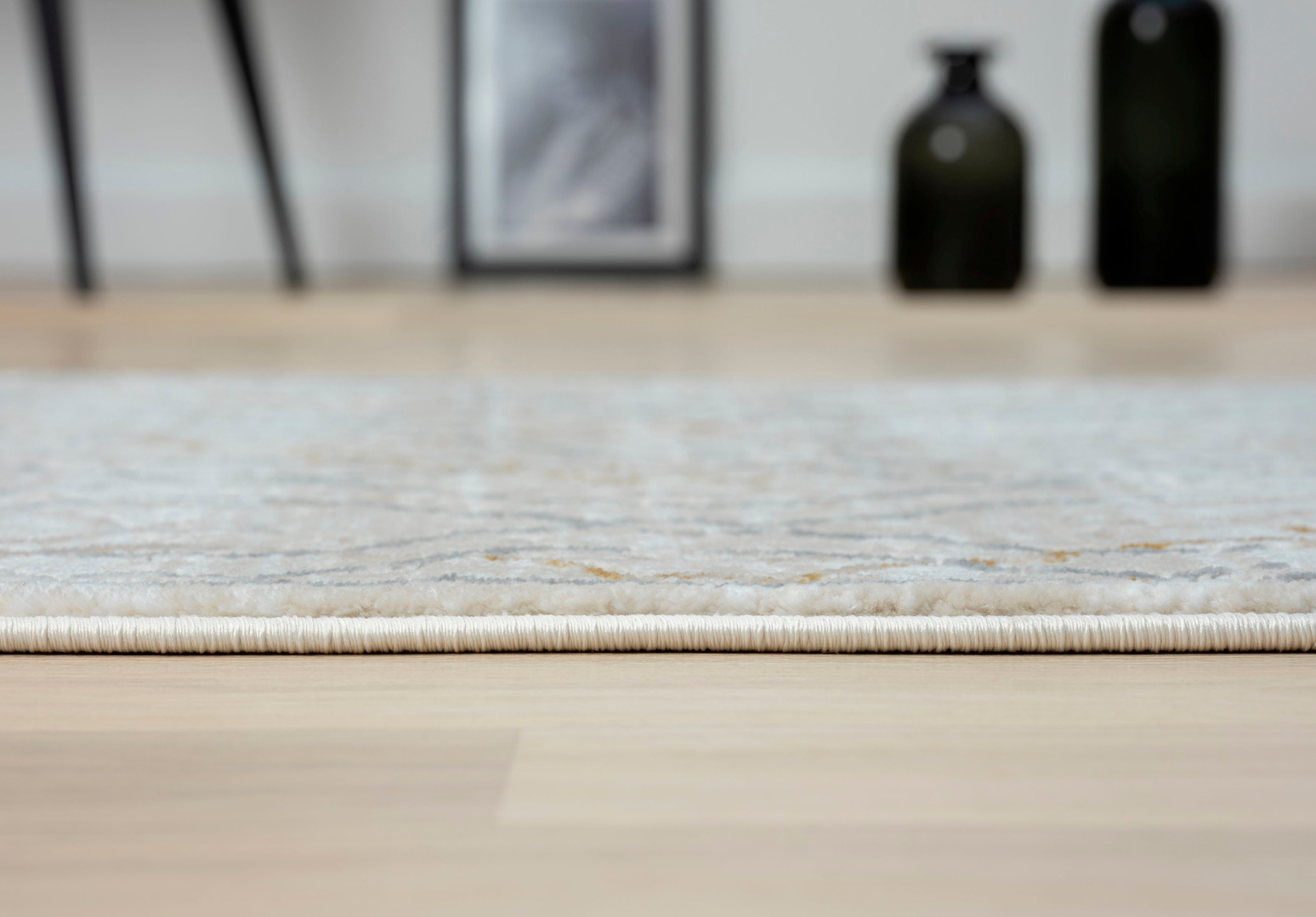 Myflair Möbel & Accessoires Teppich »My Floor, LAGERRÄUMUNG!«, rechteckig, 10 mm Höhe, Kurzflor, Retro-Style, mit Fransen, besonders weich durch Microfaser