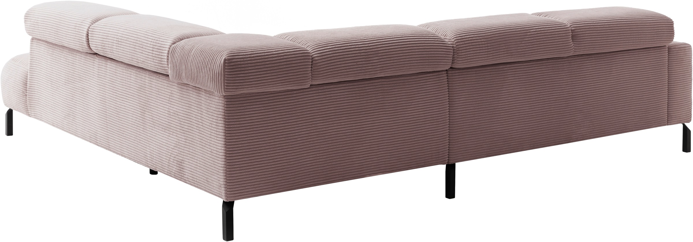 Places of Style Ecksofa »Antonelli, L-Form, inkl. Kopfteilverstellung, Breite 276 cm«, mit elektrischer Sitztiefenverstellung, in Cord, rosé