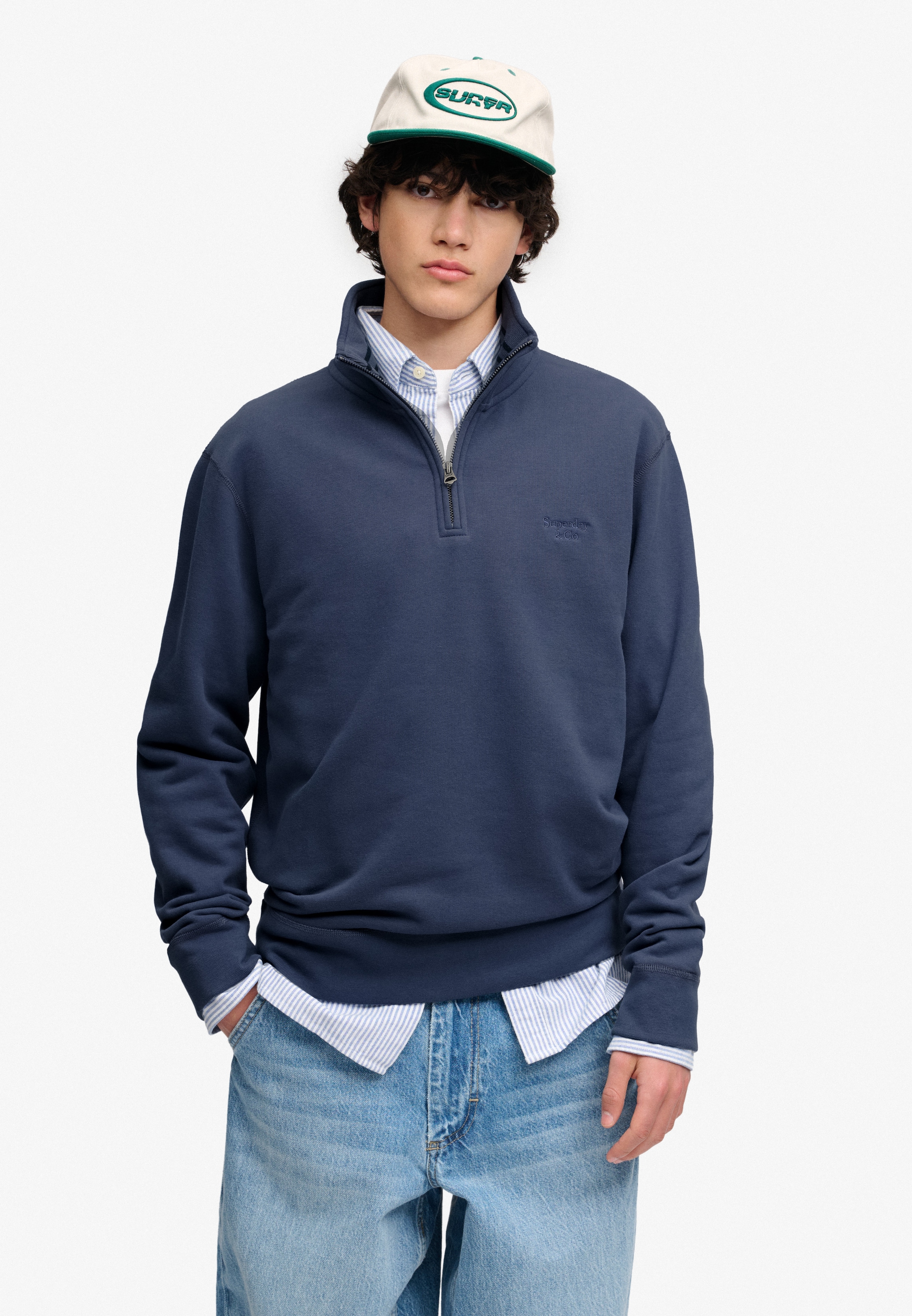 Superdry Sweatshirt »ESSENTIAL SERIF LOGO HALF ZIP«, Baumwollmischung
