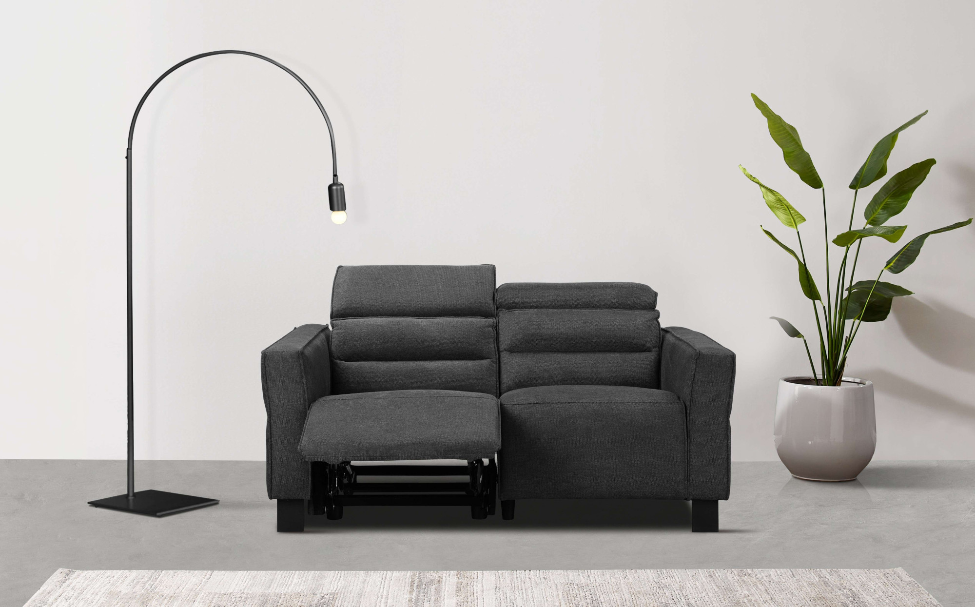 OTTO home 2-Sitzer "Carpari Webstoff, 162 cm, man./elektr. Relaxfunktion" (USB A/C), sowie Kopfteilverstellung