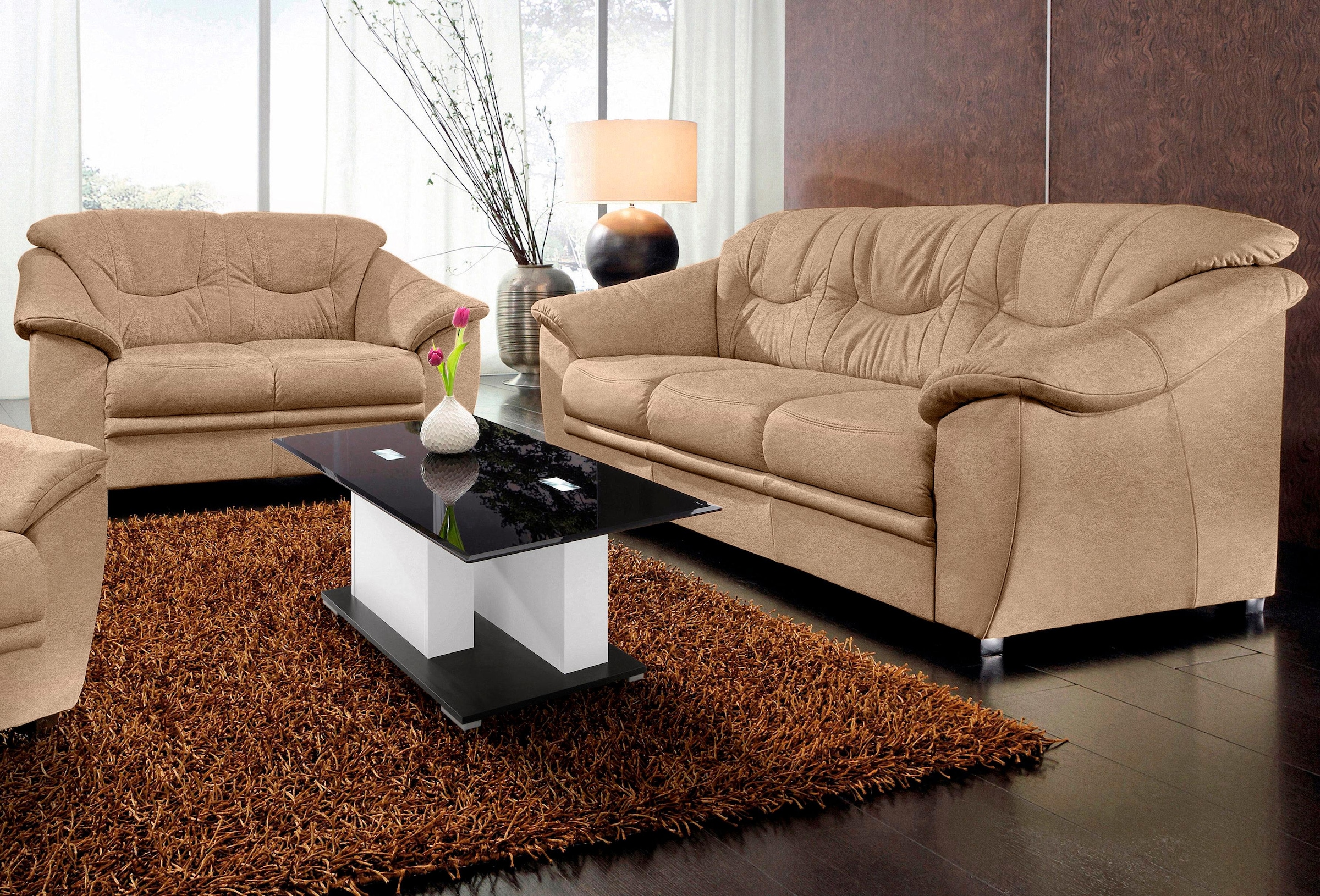 sit&more Polstergarnitur "Savona, Set: 2- & 3er-Sofa, B: 148 bzw. 198 cm, Federkern-Polsterung" komfortable Sitzhöhe 46 cm, frei im Raum stellbar, stilvolles Design