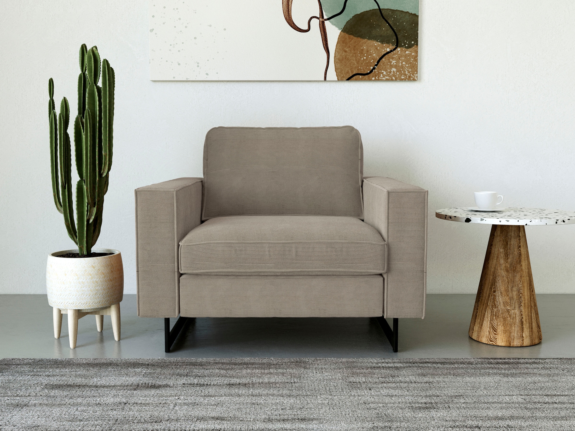 Places of Style Loveseat "Pinto 105 cm, Cord, Chenille, Lederoptik", mit Ke günstig online kaufen