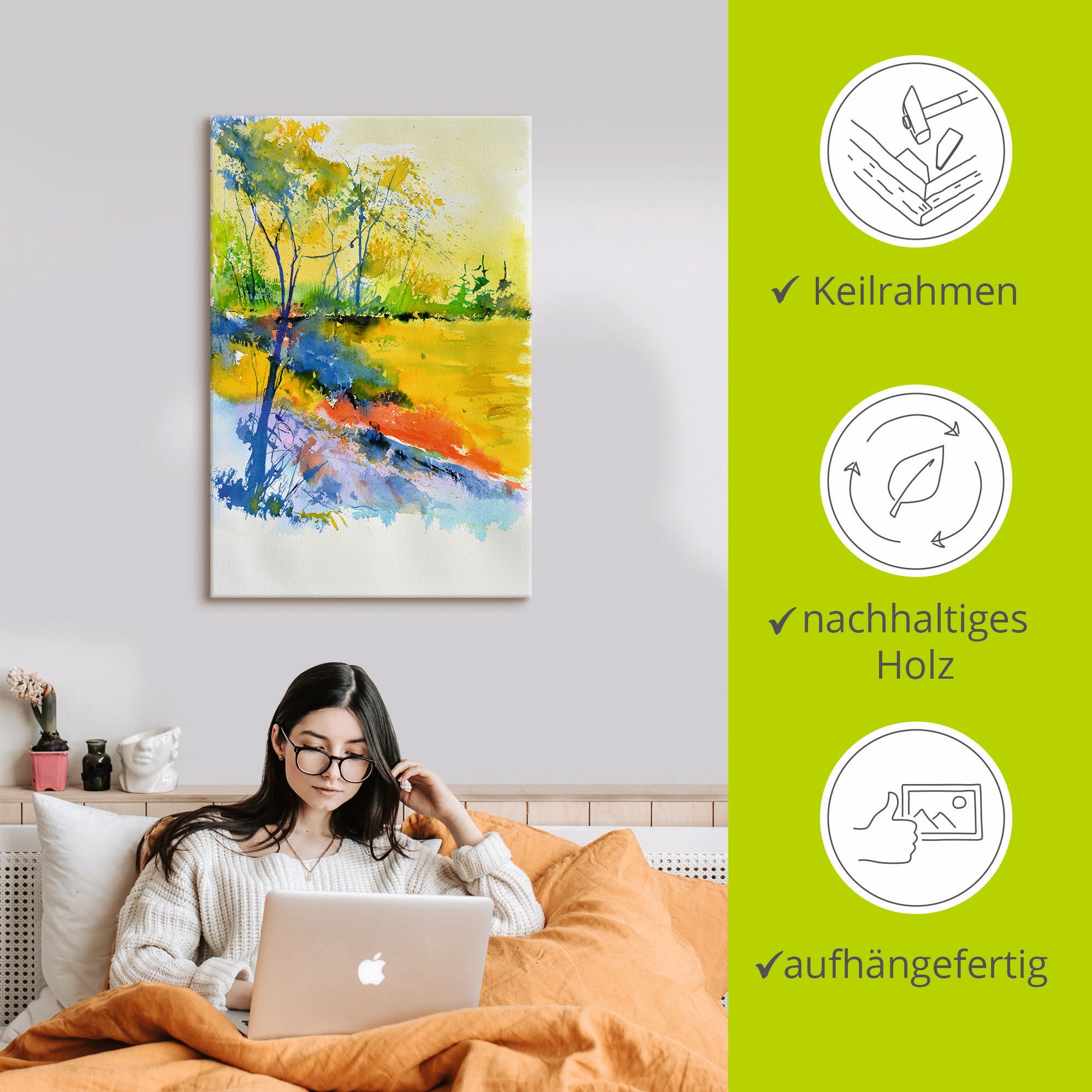 Artland Leinwandbild »Landschaft im Sonnenlicht« Wald 1 Stk. tlg. auf Holzrahmen gespannt