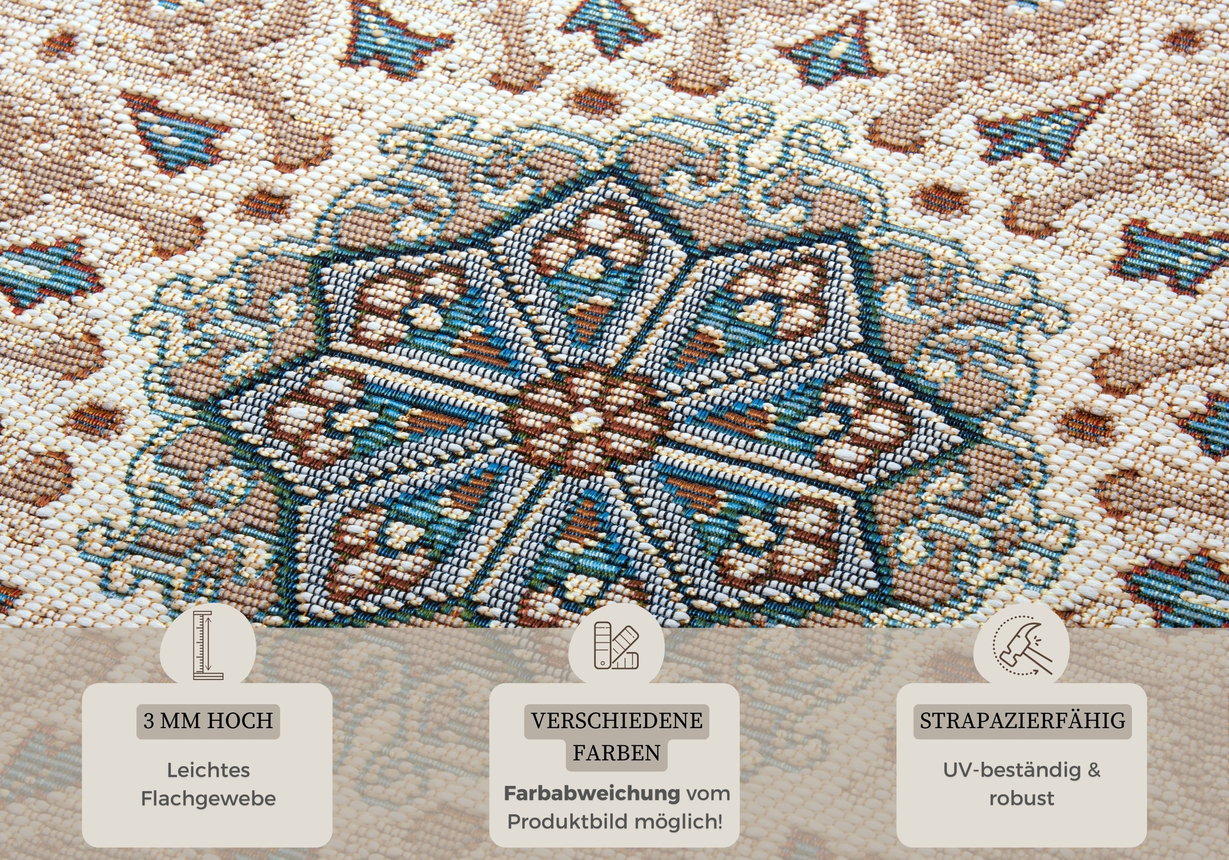 HANSE Home Teppich »Kadi«, rechteckig, 3 mm Höhe, In-& Outdoor, Teppich, Wetterfest, Balkon, Garten, Wohnzimmer, Orient