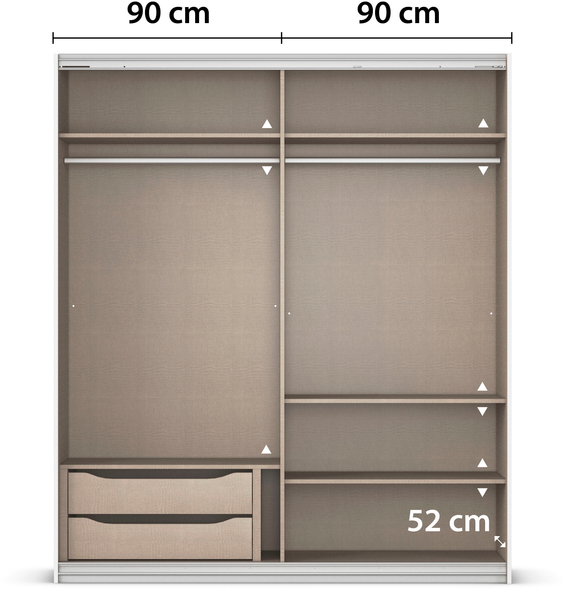 INOSIGN BY RAUCH Schwebetürenschrank »Kleiderschrank Schrank Garderobe Schlafzimmerschrank THANOS«, (in 3 verschiedenen Ausstattungen BASIC/CLASSIC/PREMIUM), Optional mit Spiegel, Metall-Griffleisten alufarben MADE IN GERMANY