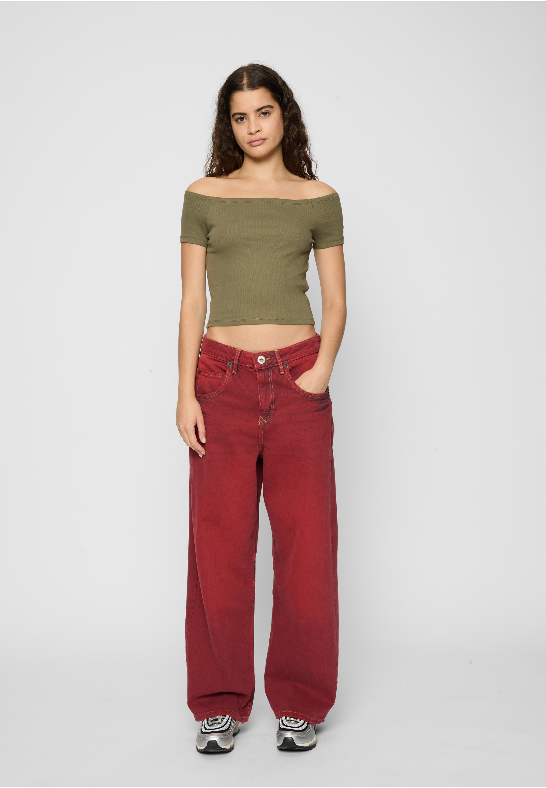 URBAN CLASSICS T-Shirt »Urban Classics Damen Ladies Off Shoulder Rib Tee 2-Pack« 1 Stk.