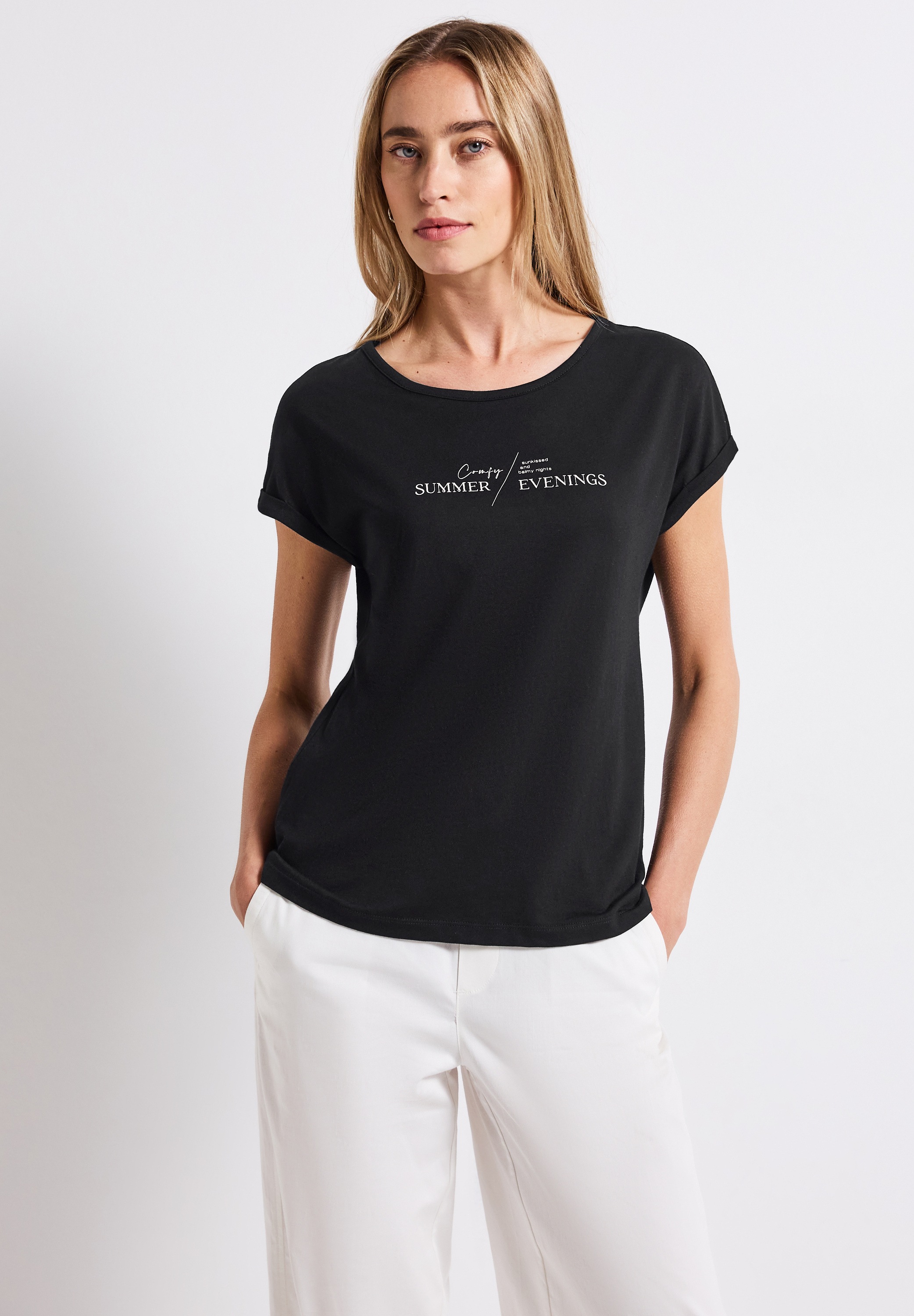 STREET ONE T-Shirt aus Baumwolle mit Stretchante günstig online kaufen