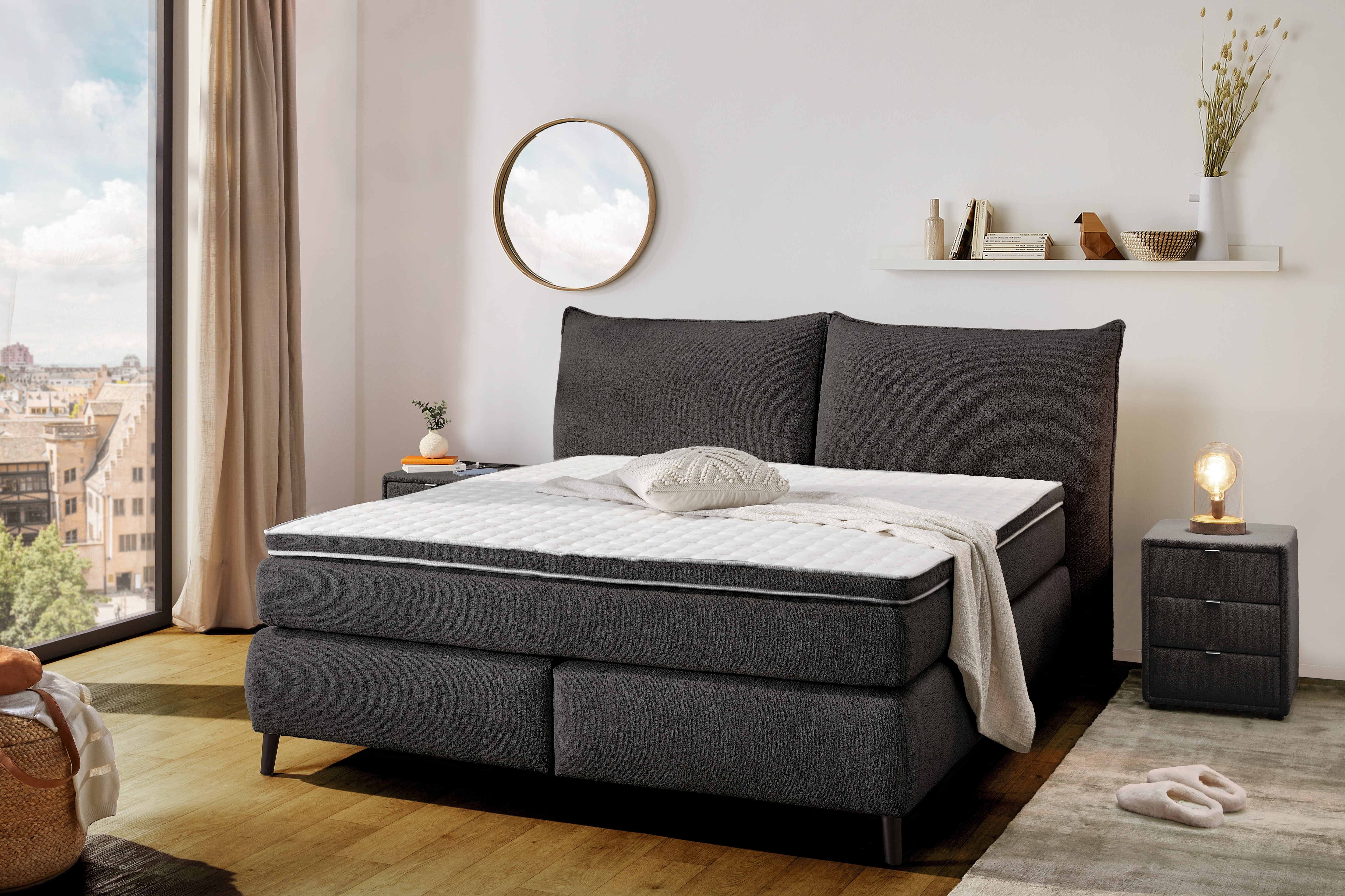 Jockenhöfer Gruppe Boxspringbett "Hacienda, Breite 180cm,erhältlich in verschiedenen Farben" 7-Zonen-TTFK-Matratze, KS-Topper, verschiedene Härtegrade wählbar
