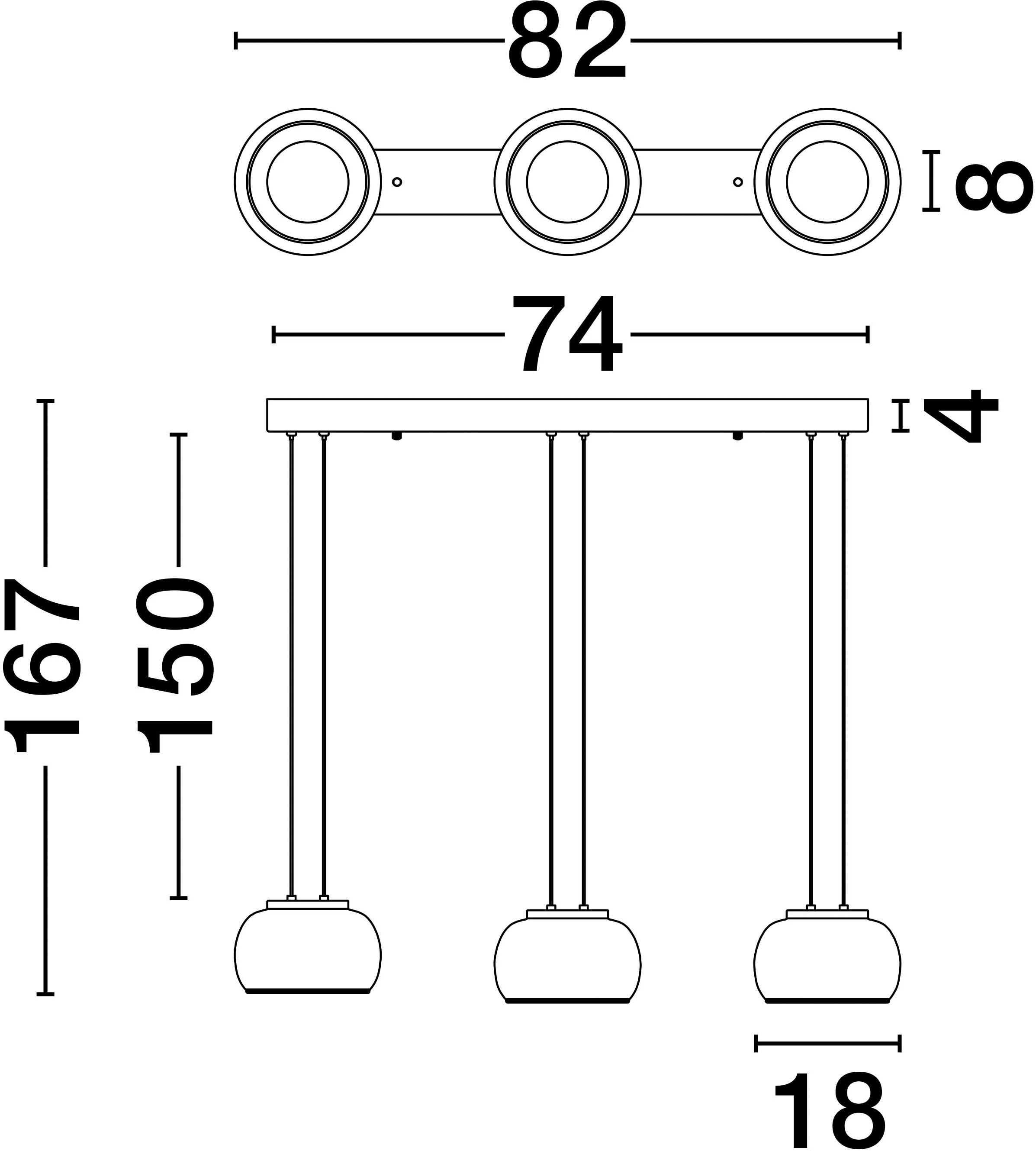 Nova Luce Pendelleuchte »BIOS«, 3 flammig