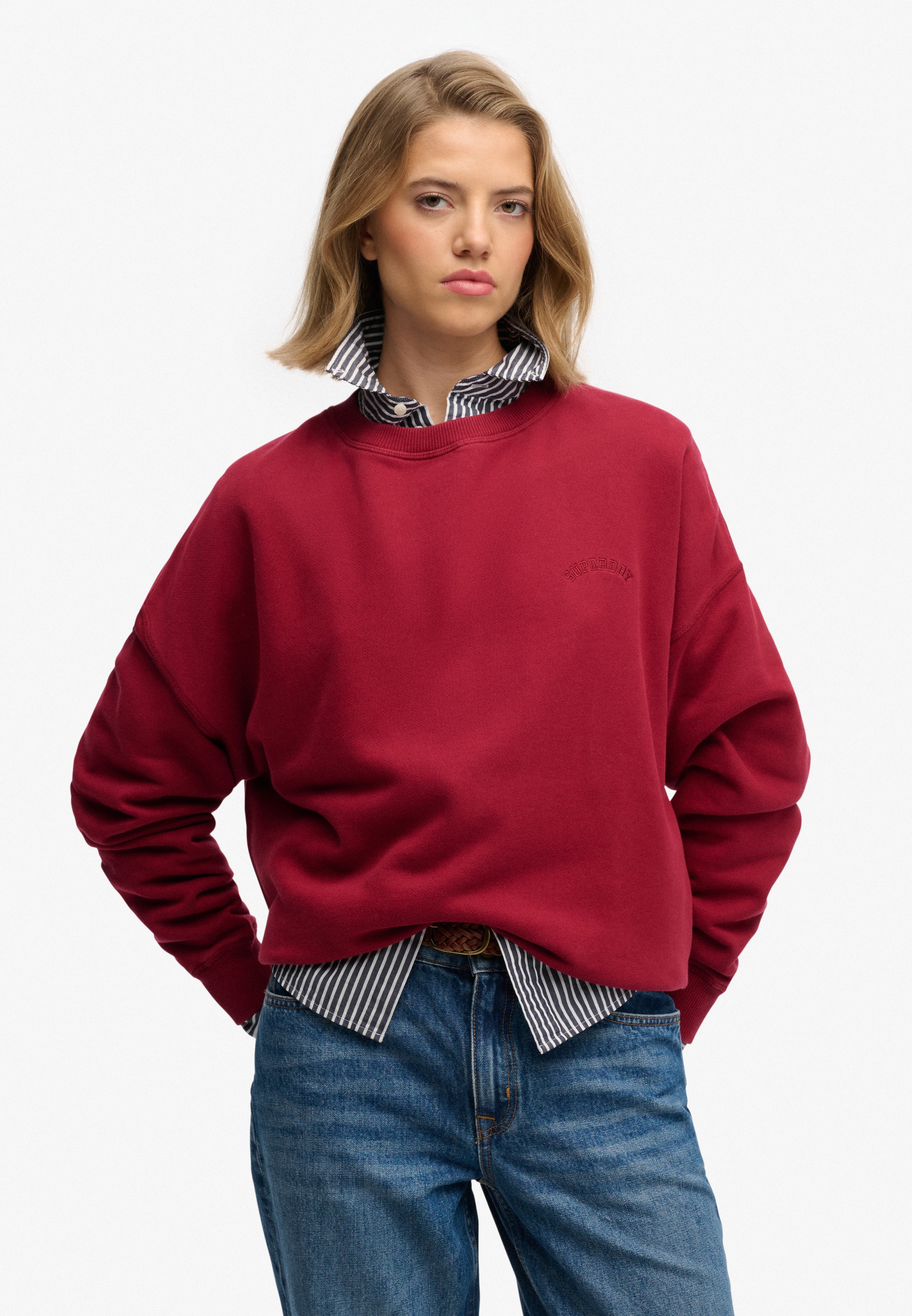 Superdry Sweatshirt "ESSENTIAL LOGO CREW", aus Baumwolle und Sweatware, Oversize Passform, mit Rundhalsausschnitt