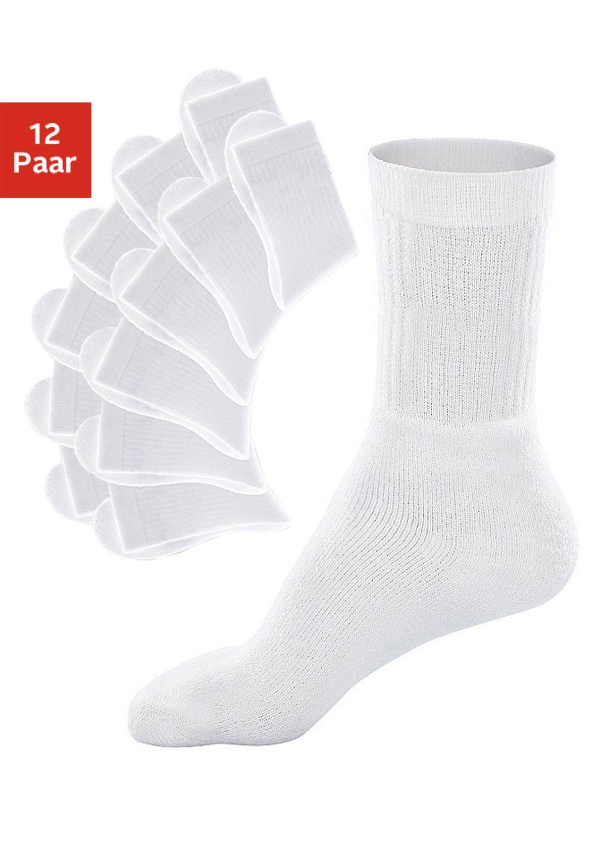 Go in Tennissocken "Damen Herren Kinder Sportsocken uni aus Atmungsaktiver Baumwolle" Packung, 12 Paar tlg. mit Frottee, mit verstärkter Ferse & Spitze