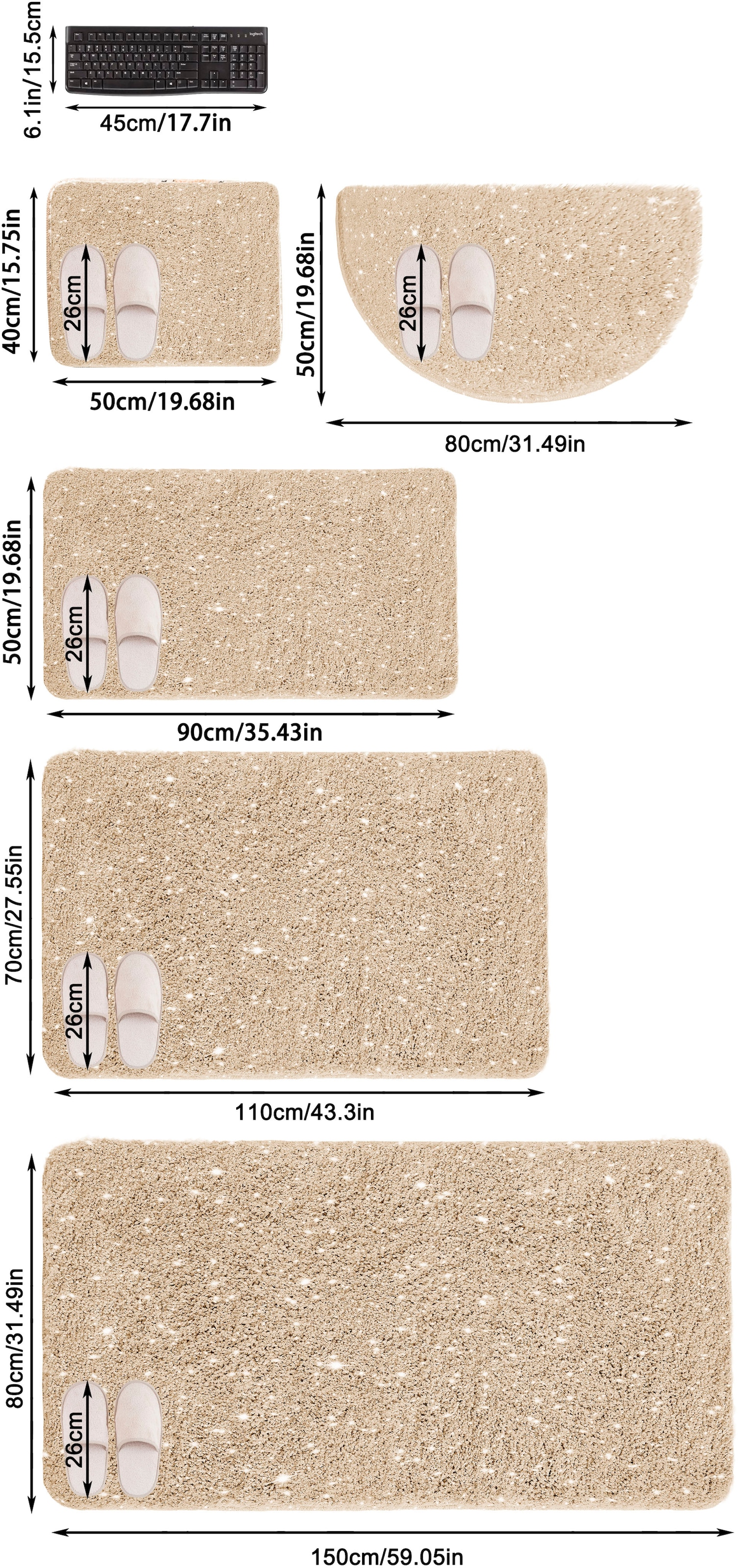 Leonique Badematte »Glitzer«, Höhe 30 mm, rutschhemmend beschichtet, fußbodenheizungsgeeignet-schnell trocknend-strapazierfähig, Badteppich, Akzente durch Glitzer-Garn