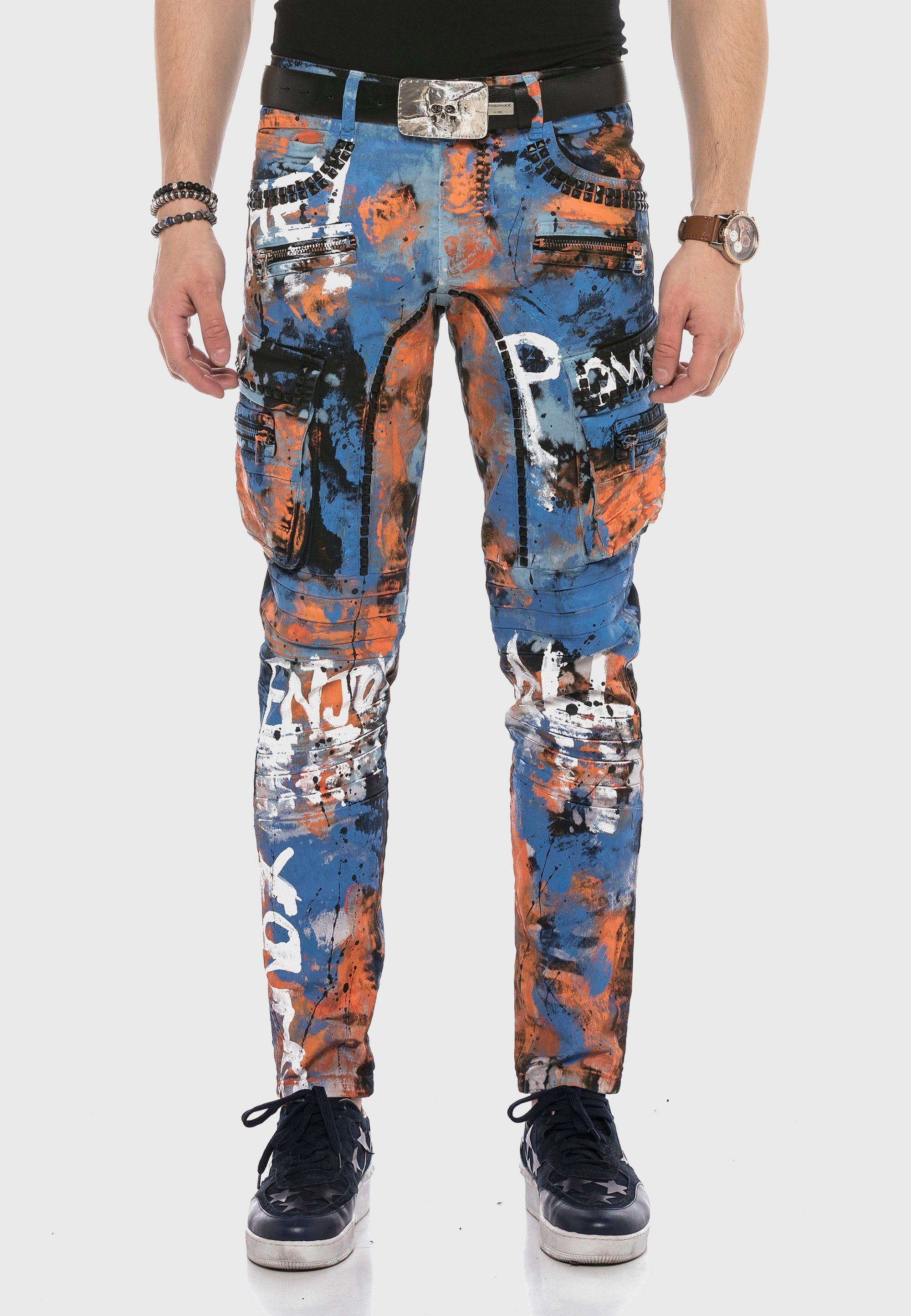 Cipo & Baxx 5-Pocket-Jeans "Cipo & Baxx Jeans" mit farbenfrohem Print