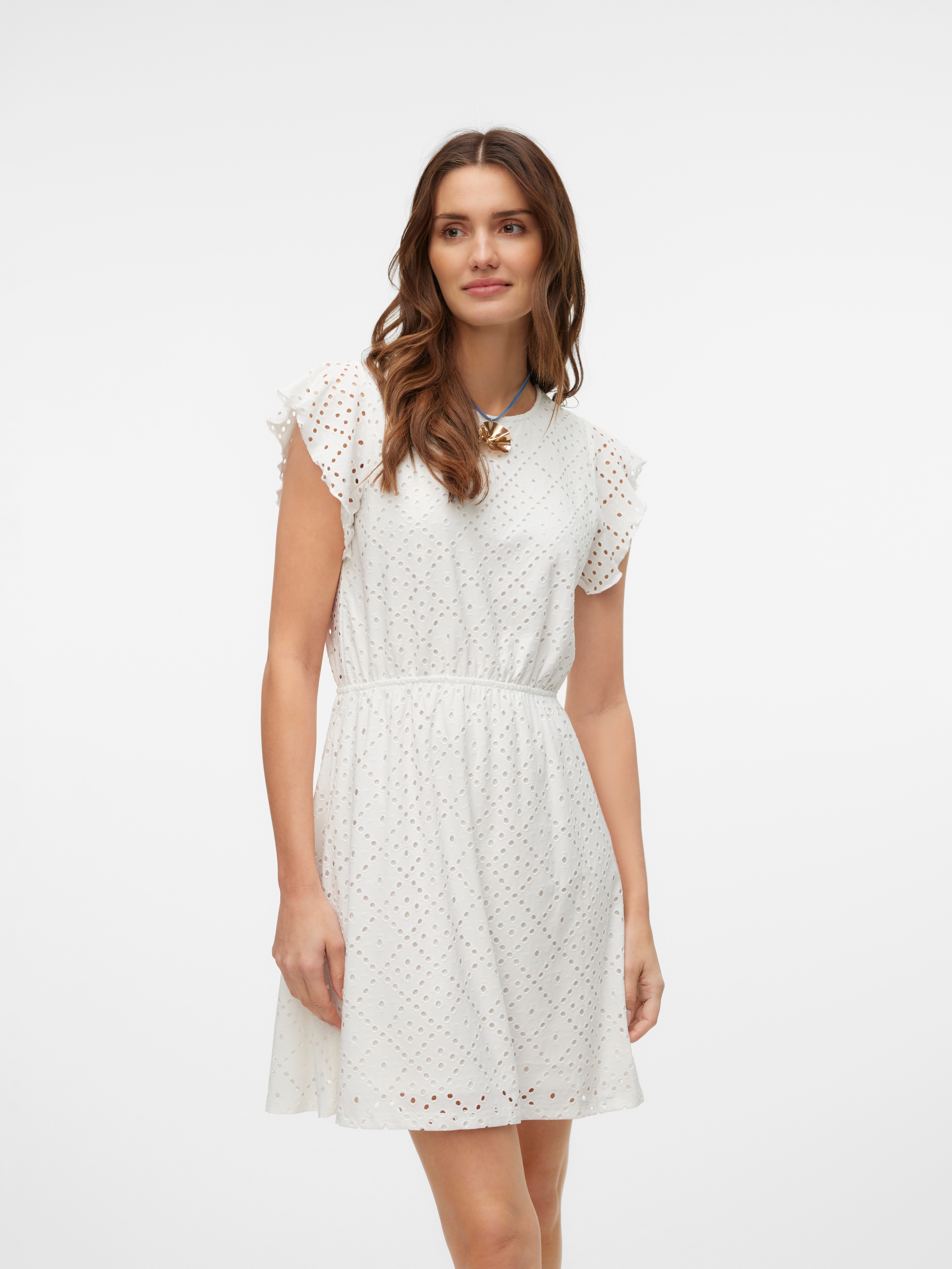 Vero Moda Minikleid "VMTASSA SL FRILL SHORT DRESS JRS NOOS" Materialmix, regular fit