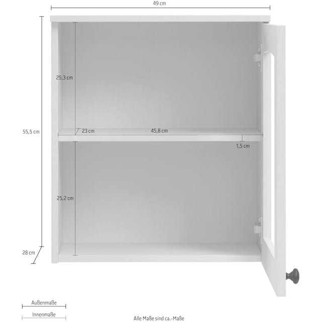 Home affaire Hängeschrank »Osby«, (1 St.), Breite 50 cm, Tür mit  Glaseinsatz | BAUR