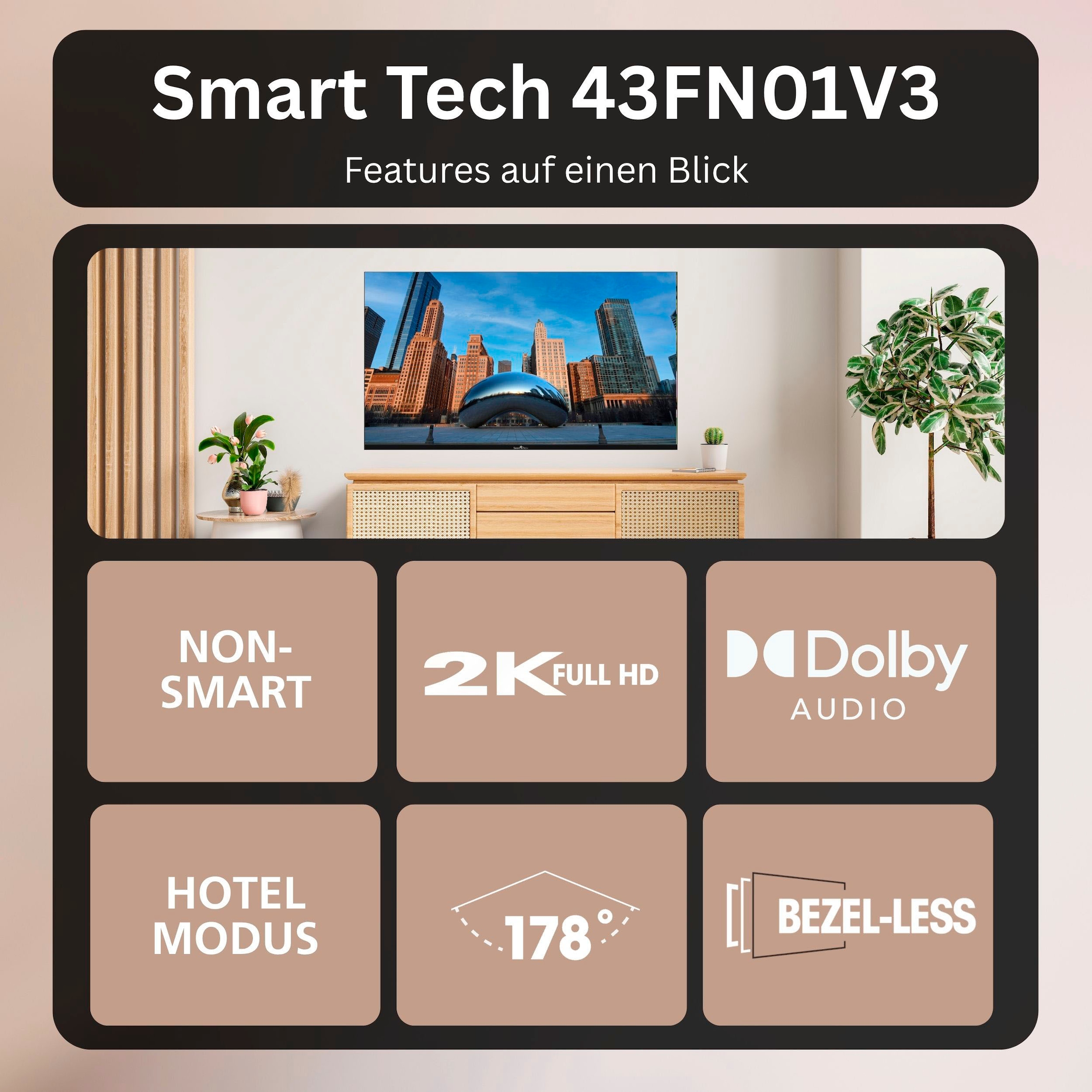 Smart Tech DLED-Fernseher »43FN01V3« 109 cm/43 ″ Full HD