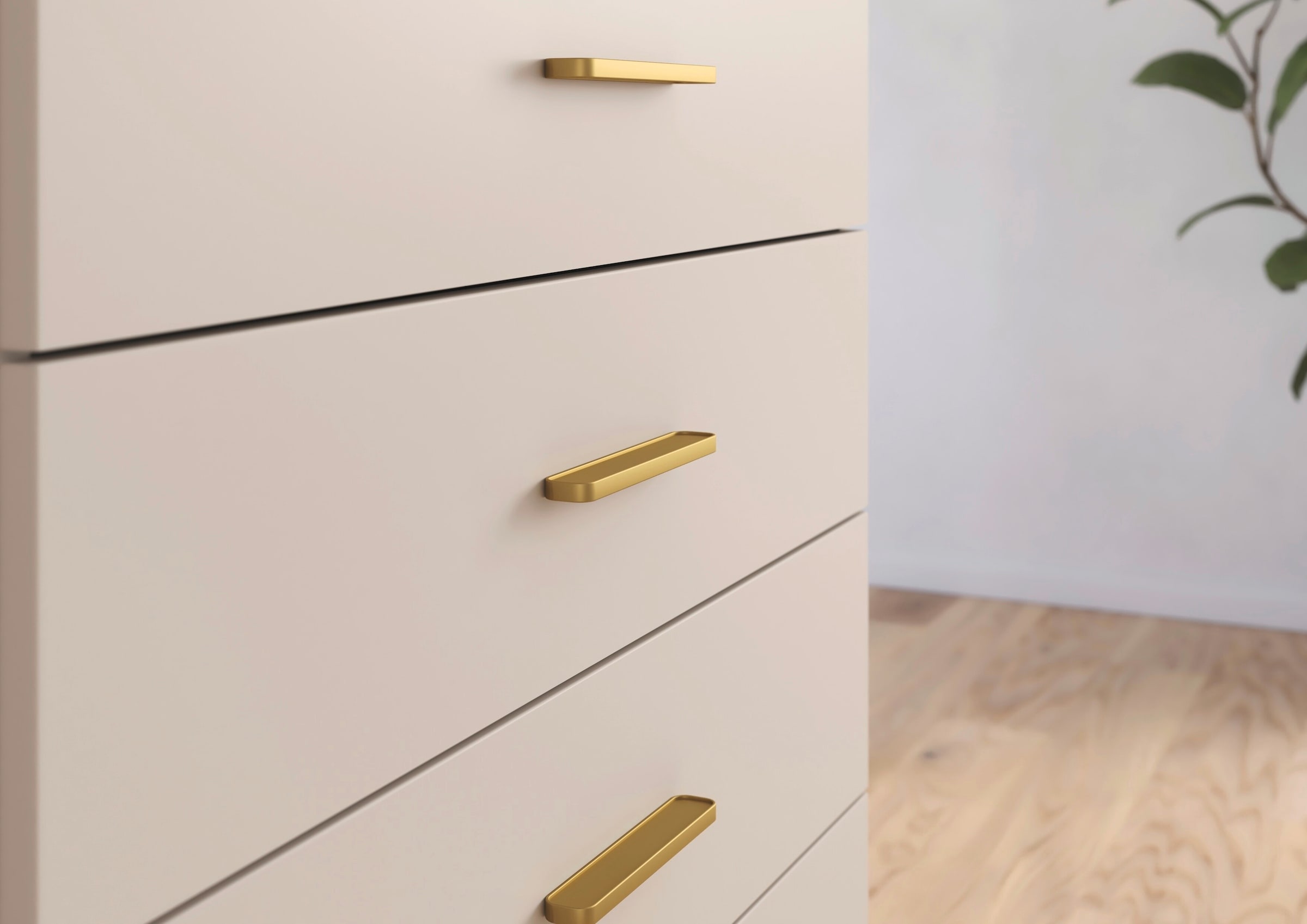 OTTO home Schubkastenkommode »Highboard Sideboard Kommode SCHNELLMONTAGESYSTEM ZELLARA« 5 geräumigen Schubladen, Griffe Gold aus Metall MADE IN GERMANY