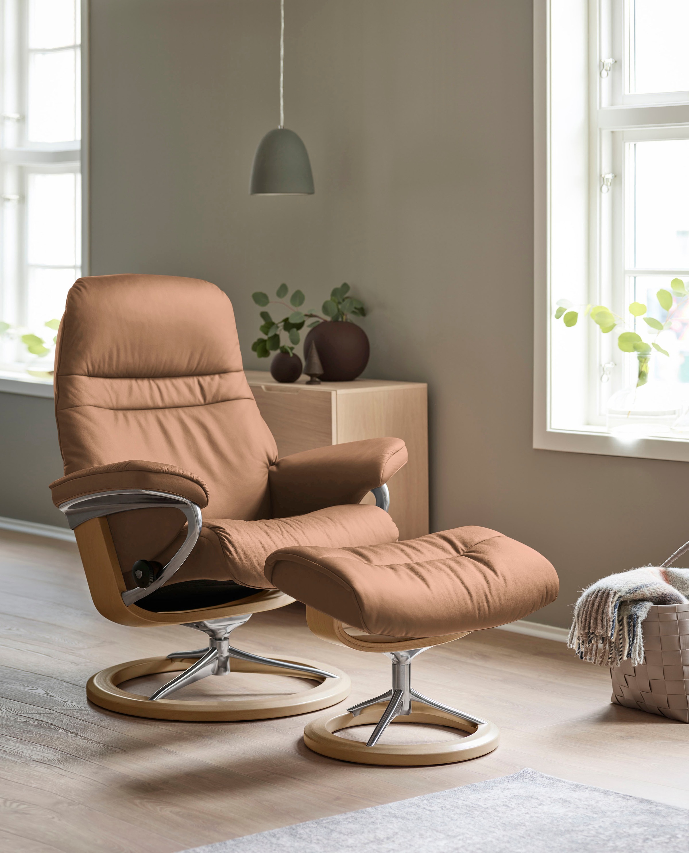 Thumbnail - Stressless Relaxsessel "Sunrise" Relaxsessel mit Hocker, mit Signature Base, Größe L, Gestell Eiche