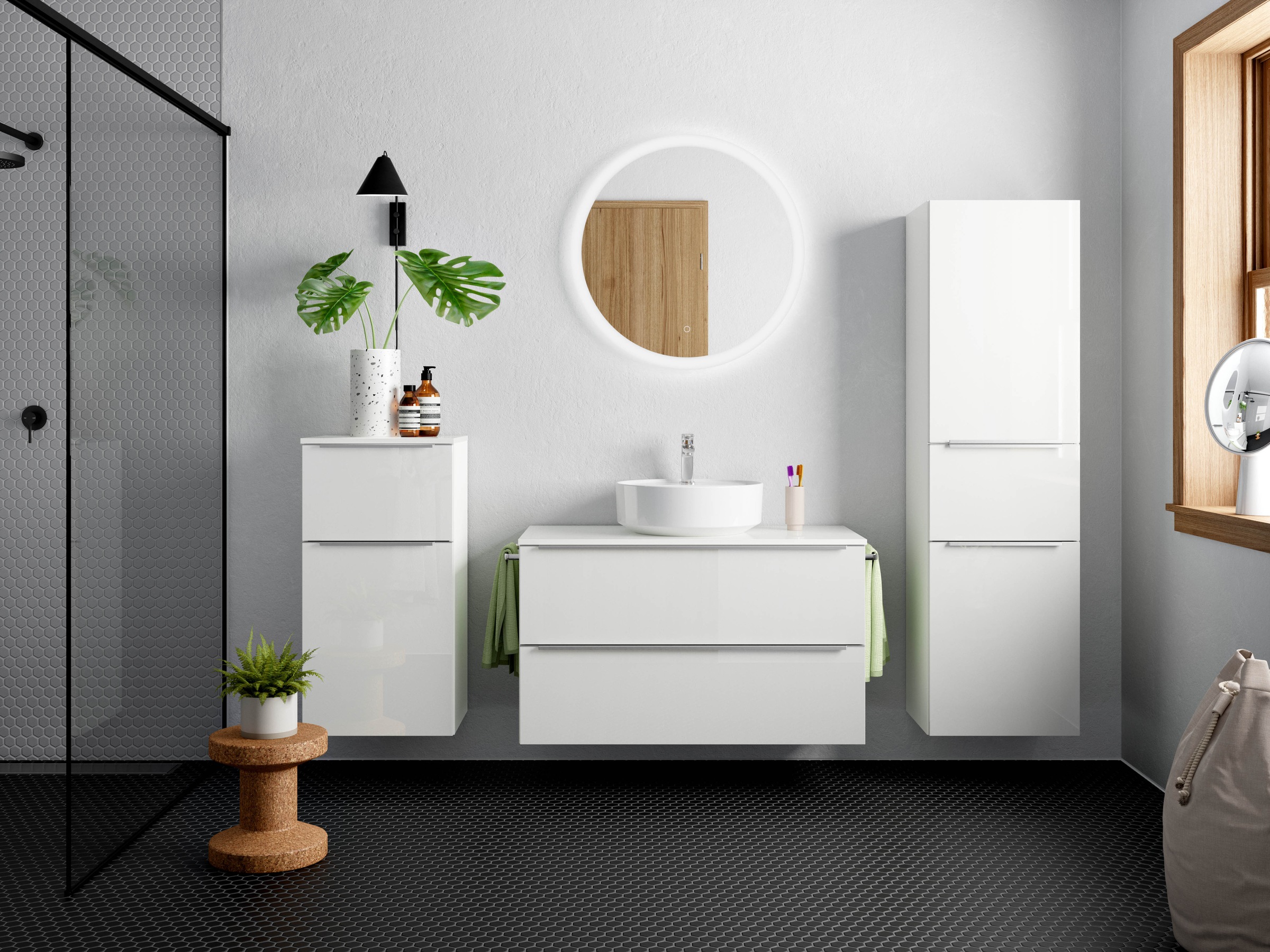 nobilia Badmöbel-Set "Alvene", (2 St., vormontiert, mit Soft-Close), Hochgl günstig online kaufen