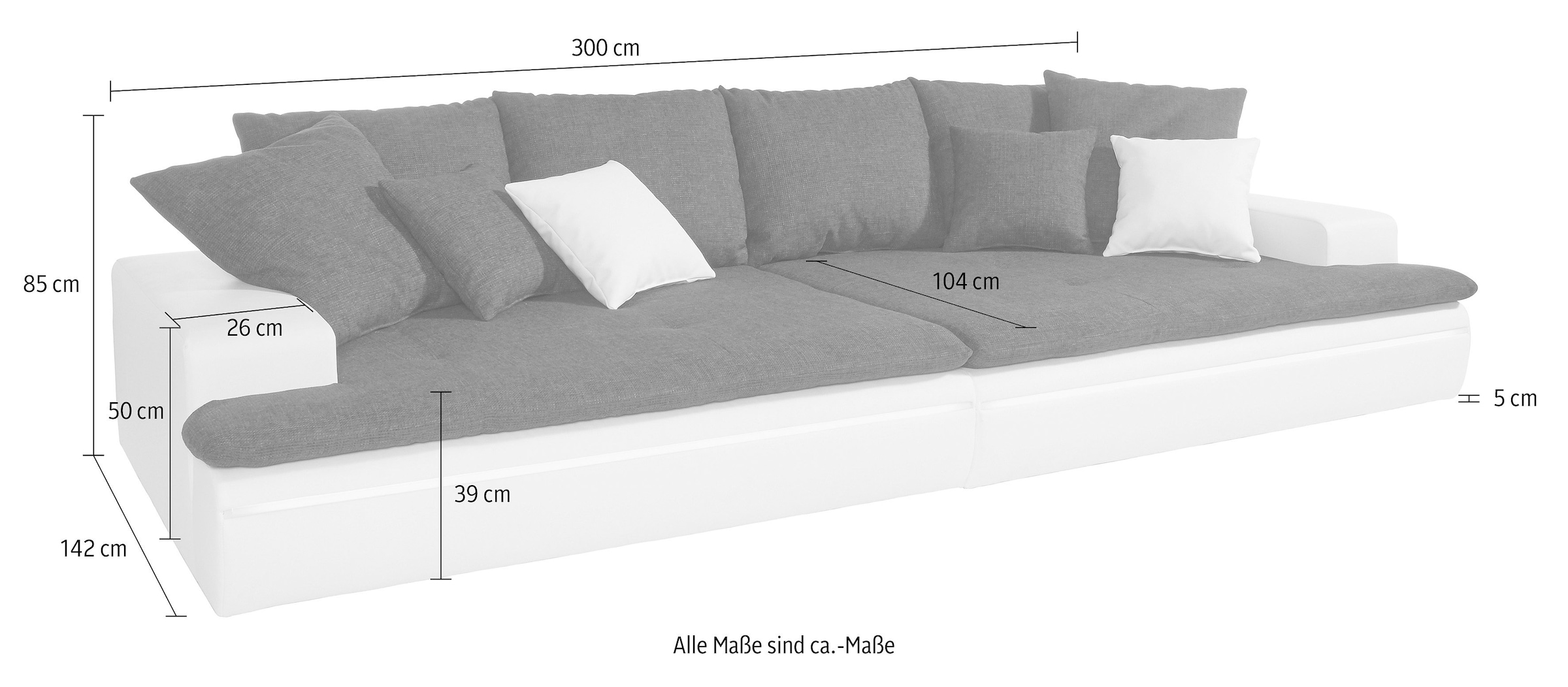 Mr. Couch Big-Sofa »Haiti«, wahlweise mit Kaltschaum (140kg Belastung/Sitz) und RGB-Beleuchtung