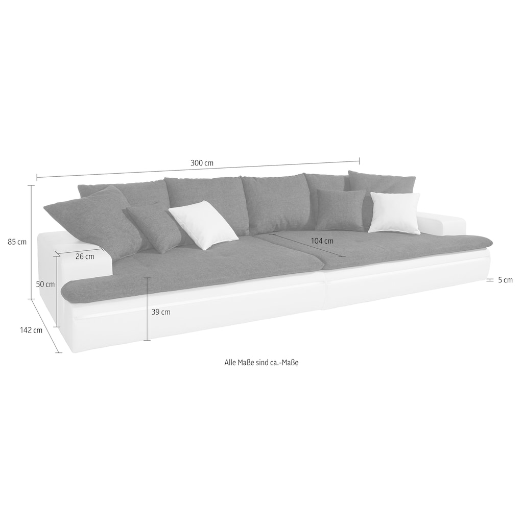 Nova Via Big-Sofa »Haiti«, wahlweise mit Kaltschaum (140kg Belastung/Sitz) und RGB-LED-Beleuchtung, in verschiedenen Größen erhältlich