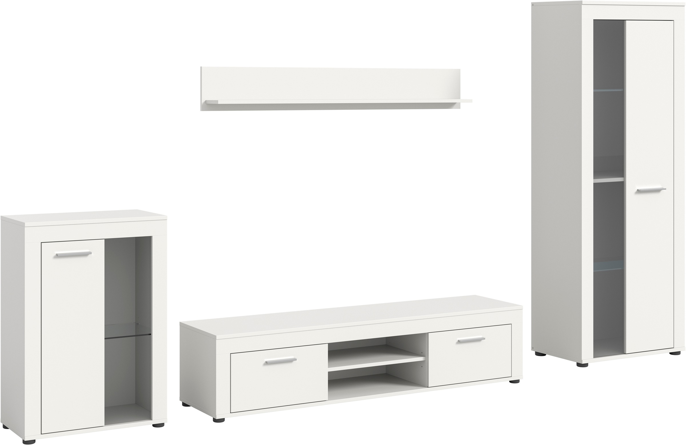 INOSIGN Wohnwand "Aosta, 4-tlg., best. aus: Vitrine, Lowboard, Wandboard & günstig online kaufen