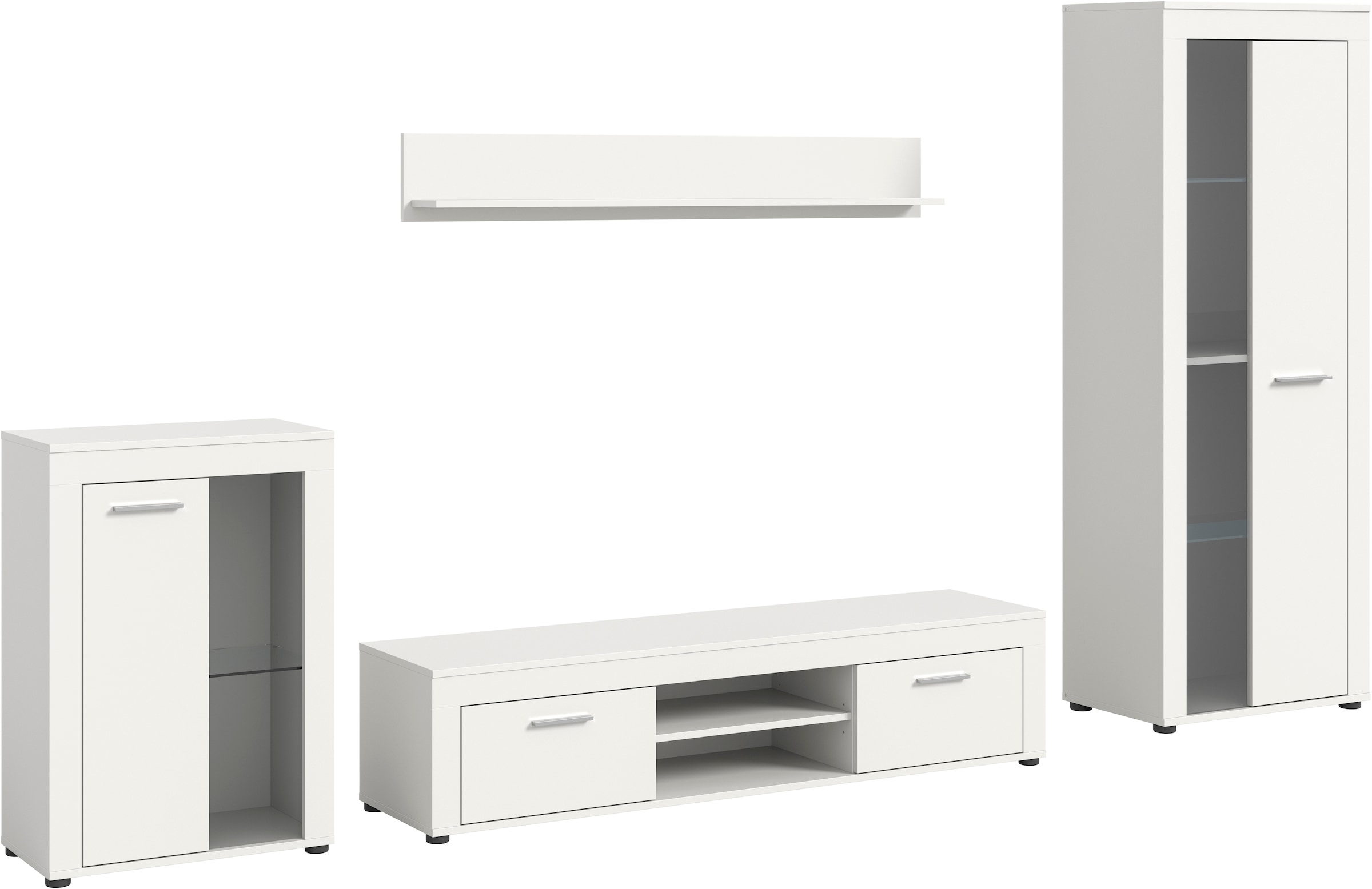 INOSIGN Wohnwand "Aosta, 4-tlg., best. aus: Vitrine, Lowboard, Wandboard & günstig online kaufen