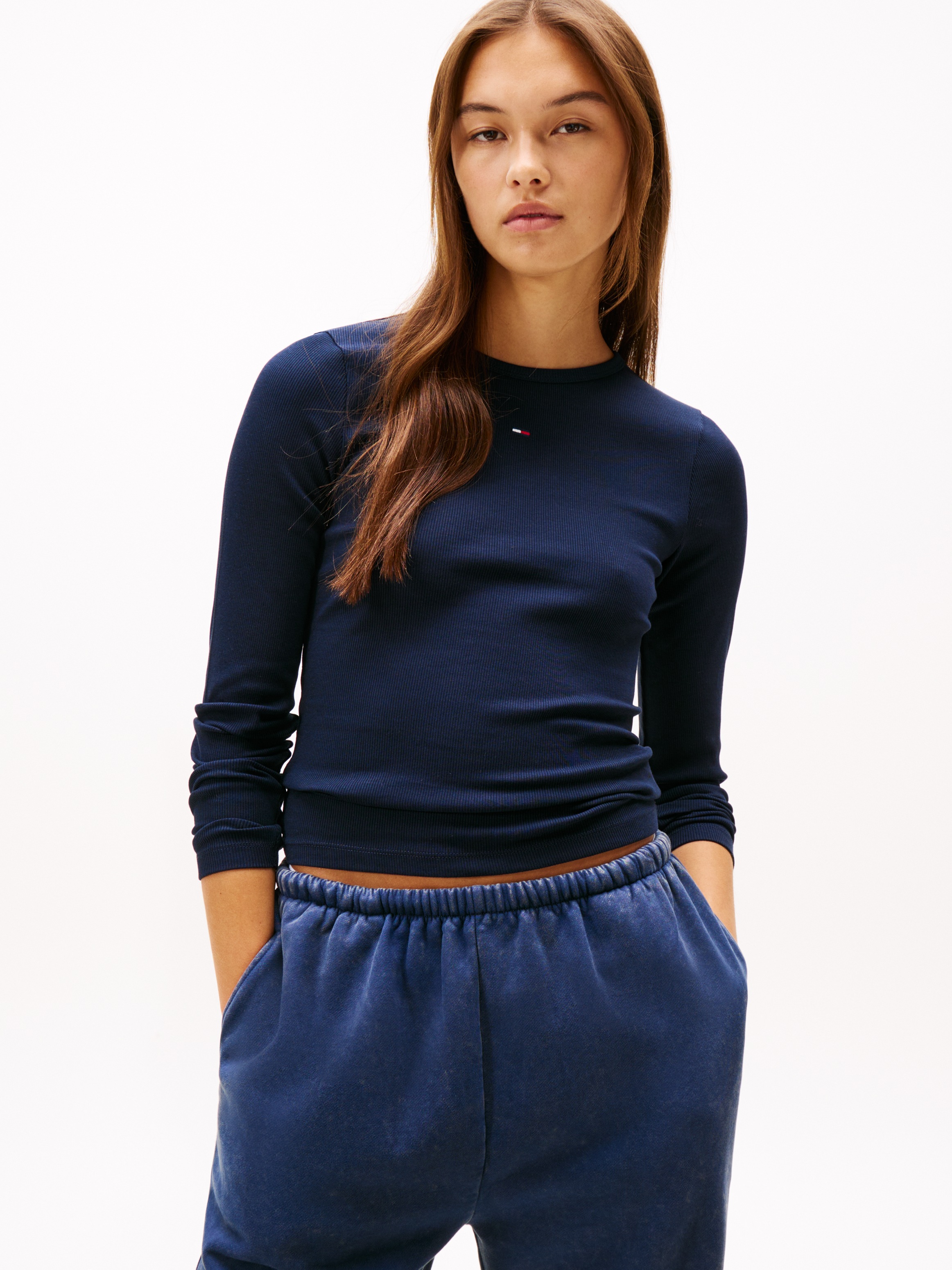 Thumbnail - Tommy Jeans Langarmshirt "TJW 2PACK SLIM ESSENTIAL RIB LS" Packung, 2er-Pack, 2 Stk. in Rippoptik, mit Logostickerei