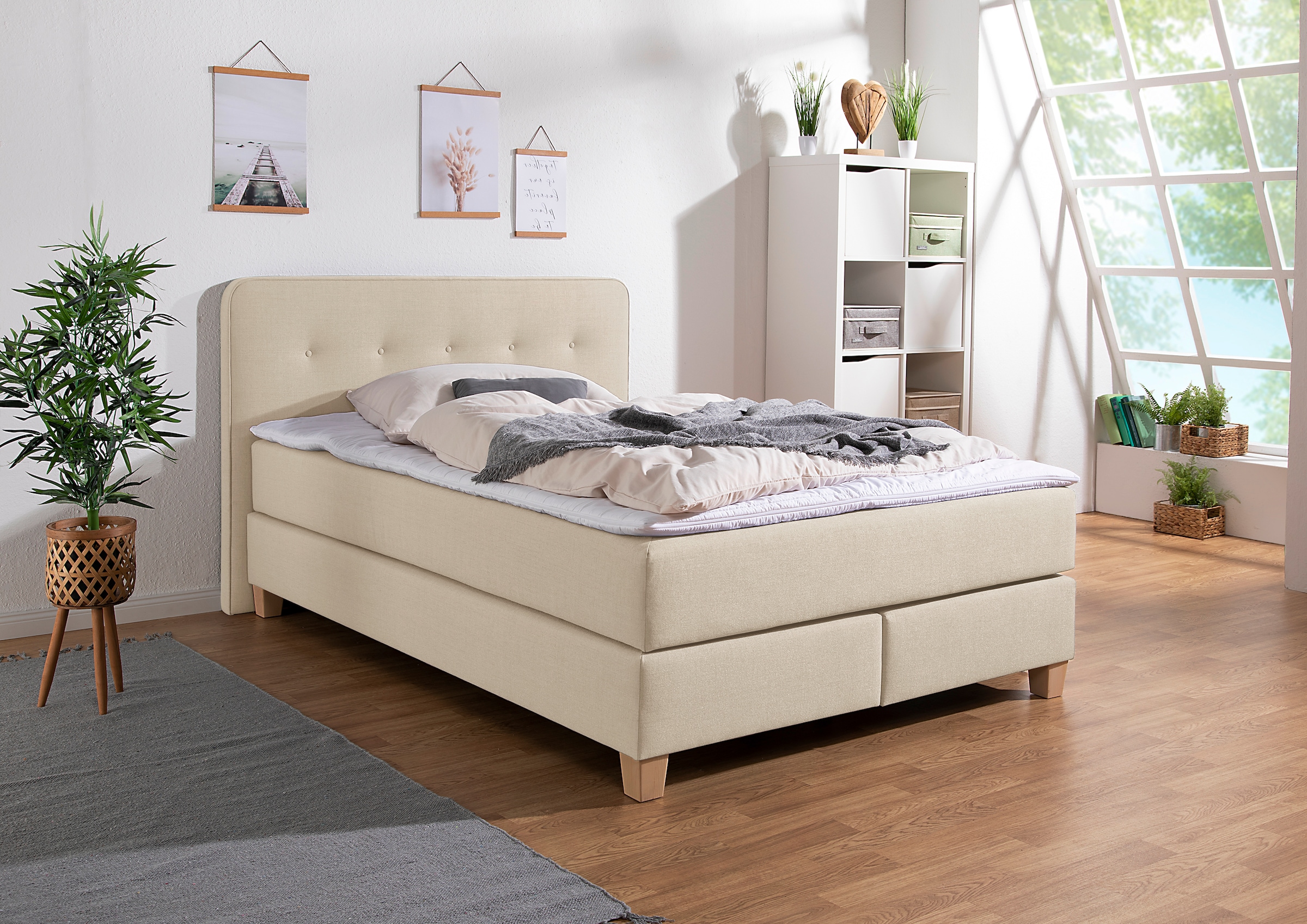 Home affaire Boxspringbett "Fargo", inkl. Topper, in 3 Matratzenarten, in S günstig online kaufen