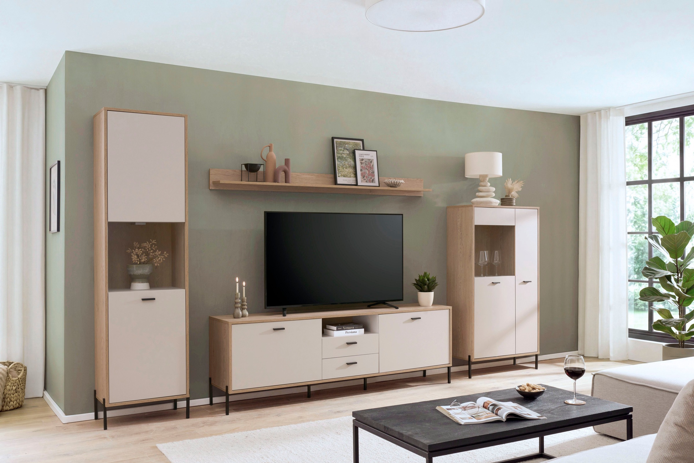 Home affaire Wohnwand »Fredericia, moderne Anbauwand, Komplettset in Kaschmir« Set, 4 Stk. tlg.