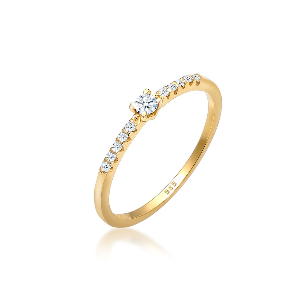 Elli DIAMONDS Verlobungsring »Geo Microsetting Diamant (0.11 ct.) 585 Gelbgold«