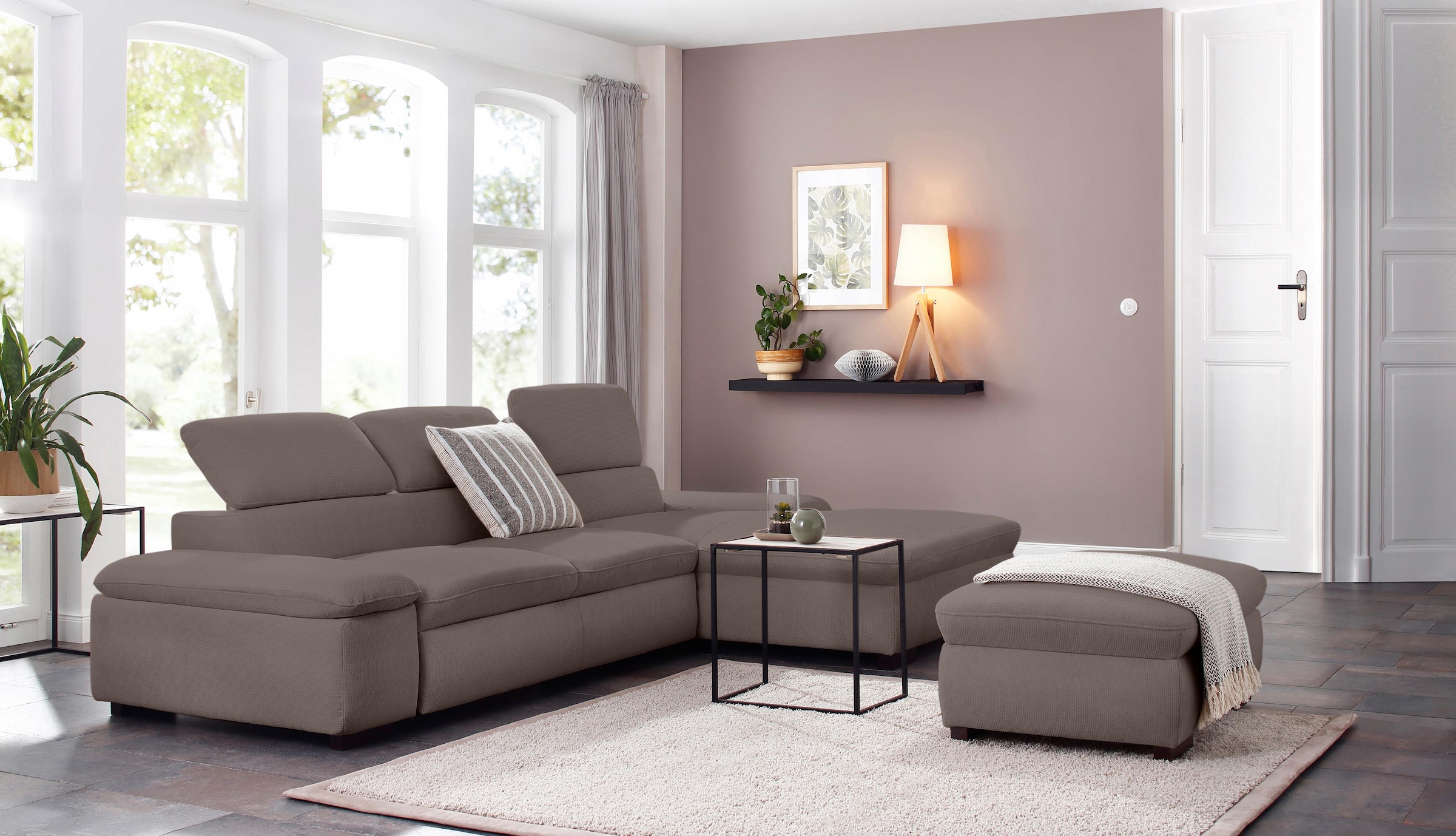 Home affaire Ecksofa »Alberto L-Form«, mit Kopfteilverstellung, wahlweise mit Bettfunktion