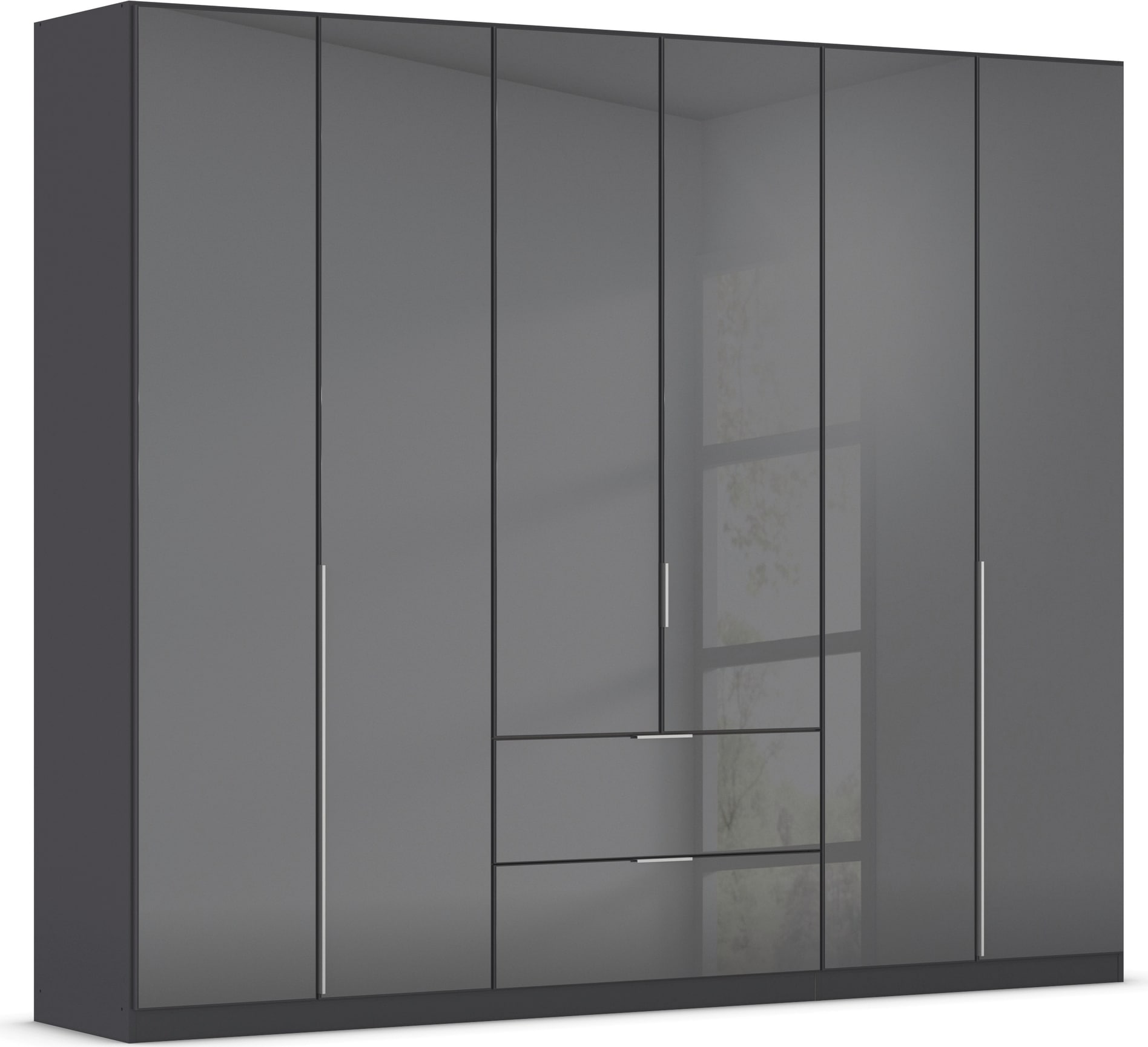 OTTO home Drehtürenschrank "Kleiderschrank Kleiderschränke Schrank Garderobe AGORDO mit Glasfront" in zwei Griff-Farben, Breiten 91-360 cm, mit Außenschubkästen, in 7 Breiten und 2 Höhen MADE IN GERMANY
