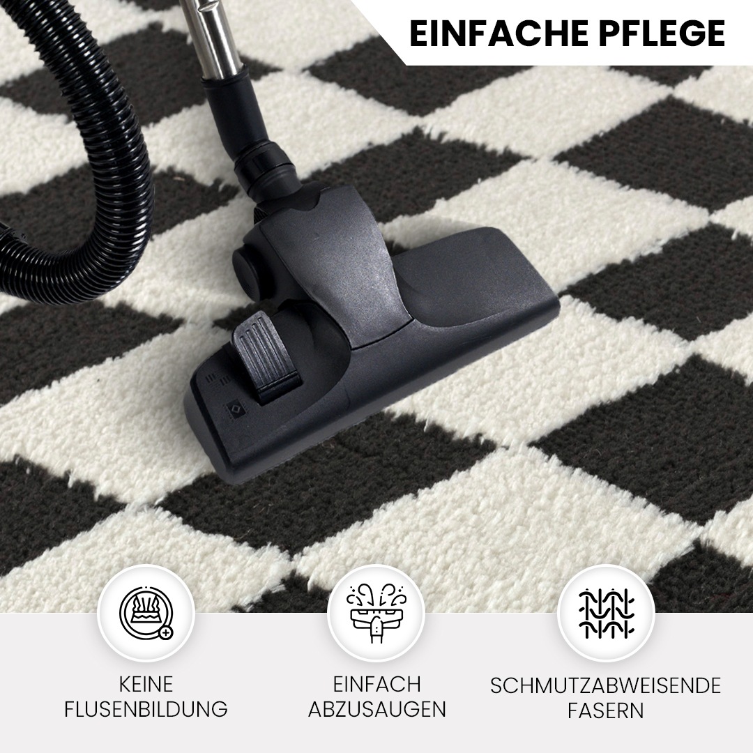 Livabliss Teppich »INCHON«, rechteckig, 14 mm Höhe, Skandinavischer Teppich mit Karomuster, Kurzflor Wohnzimmerteppich