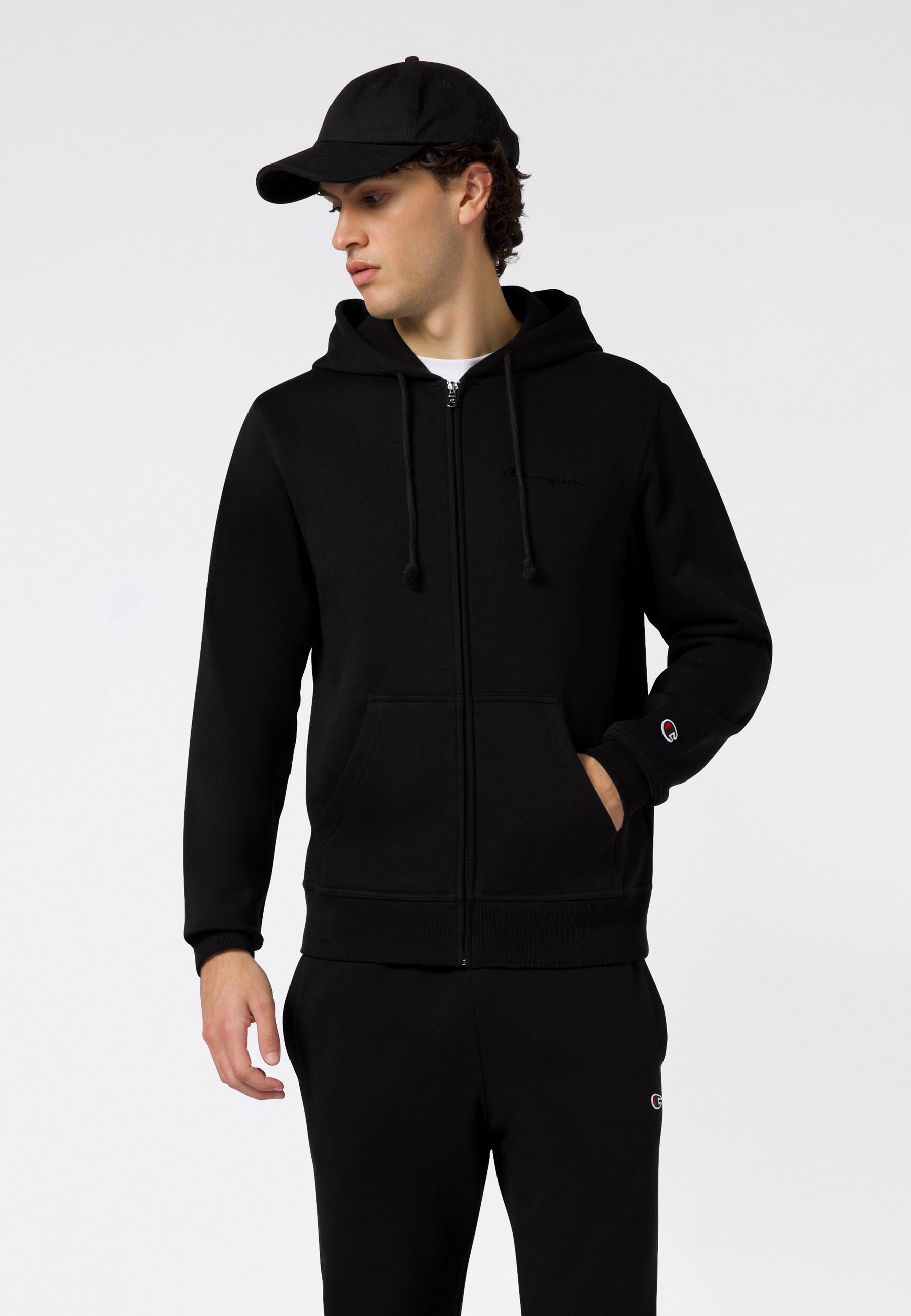 Sweatshirt CHAMPION "Sweatjacke Sweatjacke Heavy Soft", Herren, Gr. M, schwarz, Obermaterial: 70% Baumwolle CO. 30% Polyester PES., Sweatshirts Sweatshirt