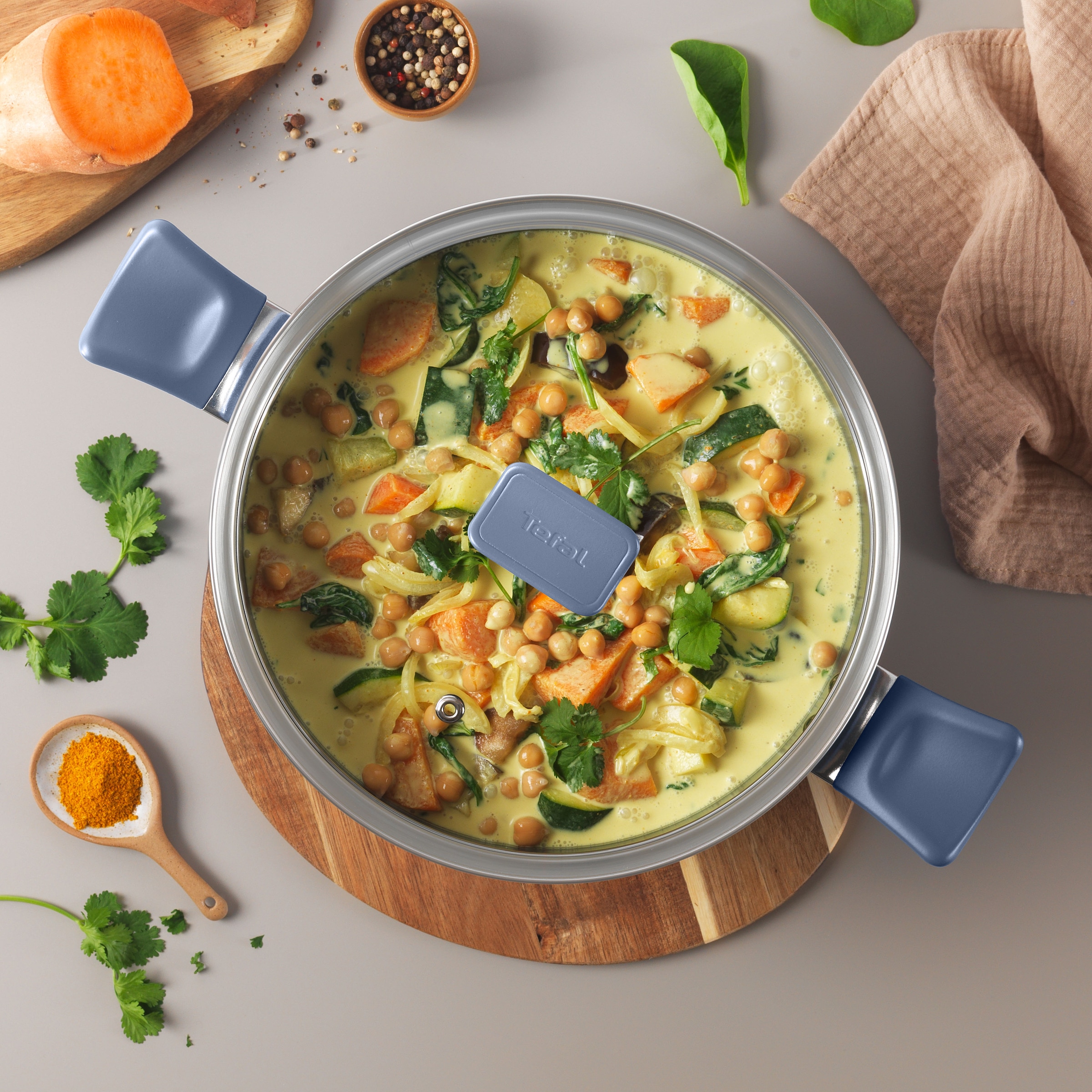 Tefal Pfannen-Set »Cera Color« Aluminium Set, 7 tlg. tlg. Go Ceram Keramik-Antihaftbeschichtung, Thermo-Signal, Induktion